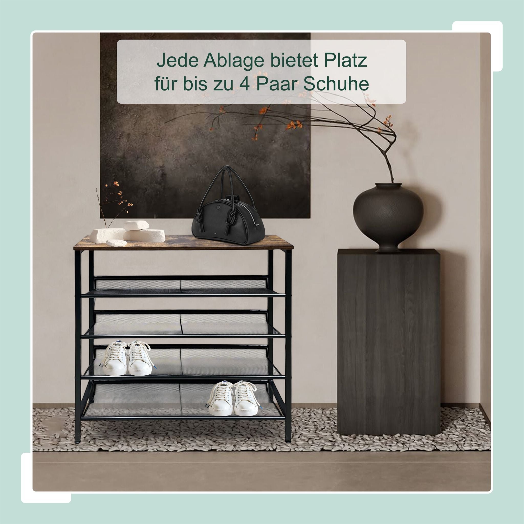 Schuhregal Industrial Style Braun-Schwarz von Relaxdays