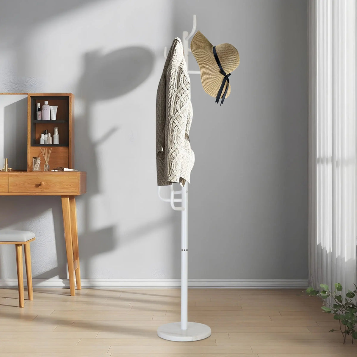 Garderobenständer mit Marmorfuss Weiss-Silber von Relaxdays