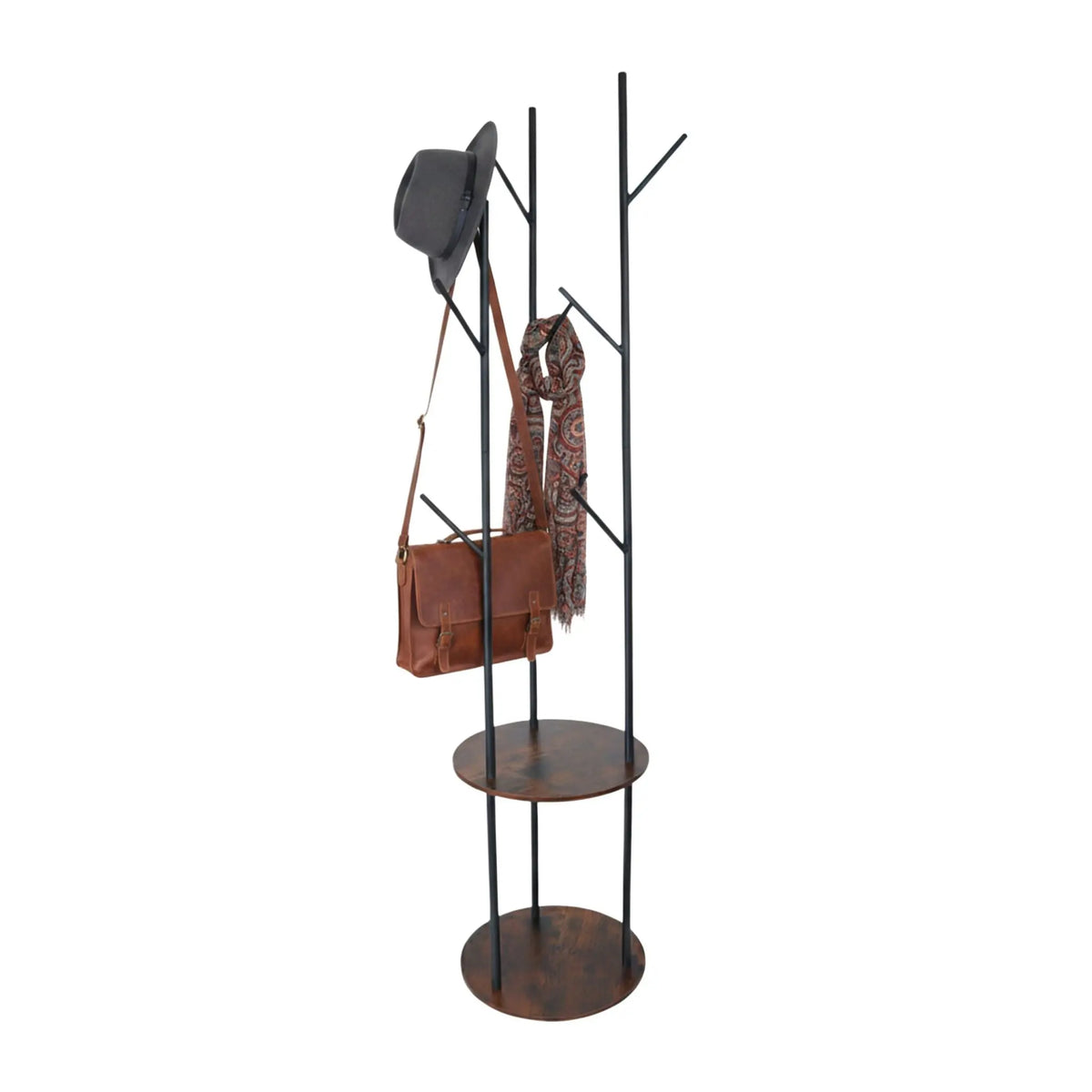 Garderobenständer 175cm Dunkelbraun-Schwarz von Relaxdays