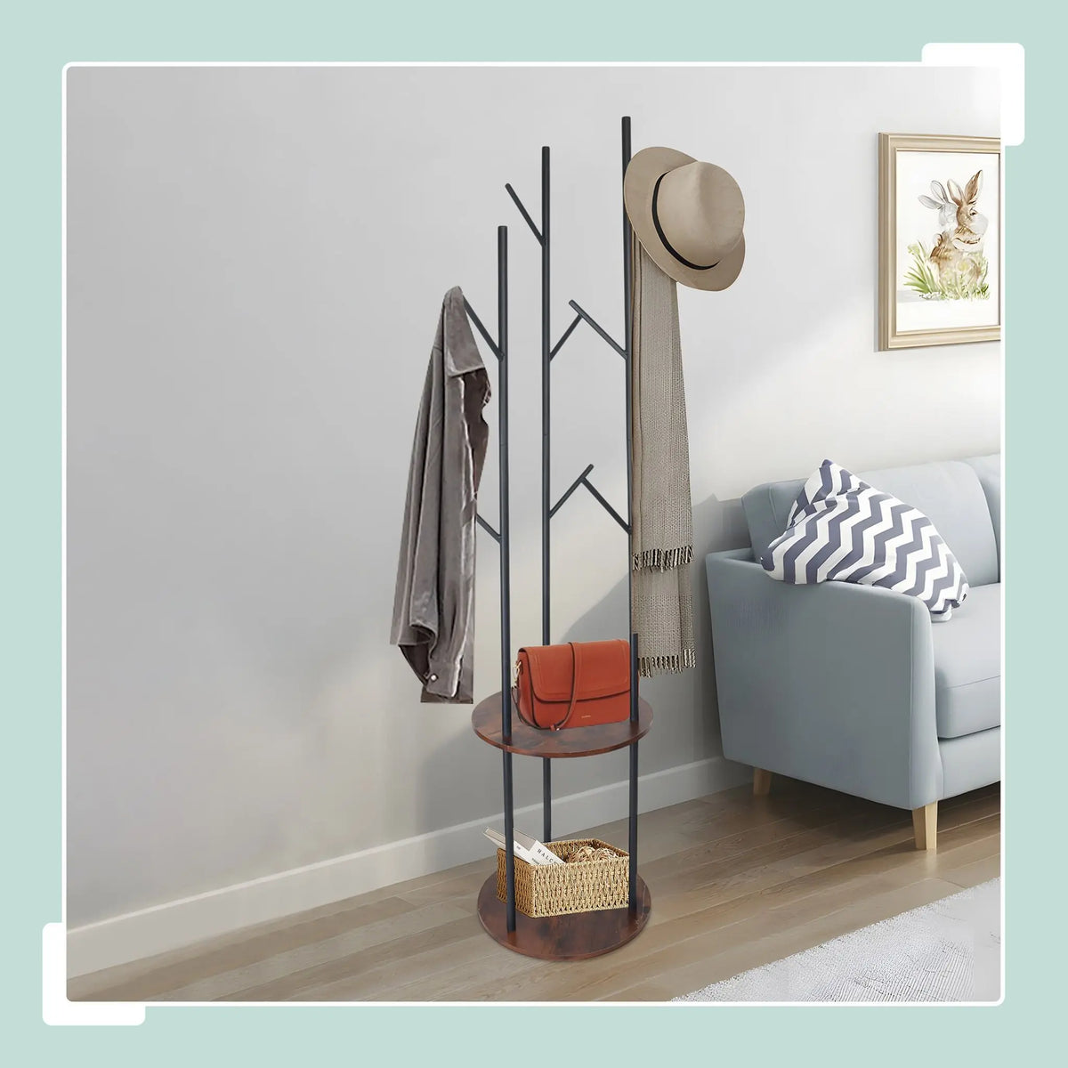 Garderobenständer 175cm Dunkelbraun-Schwarz von Relaxdays