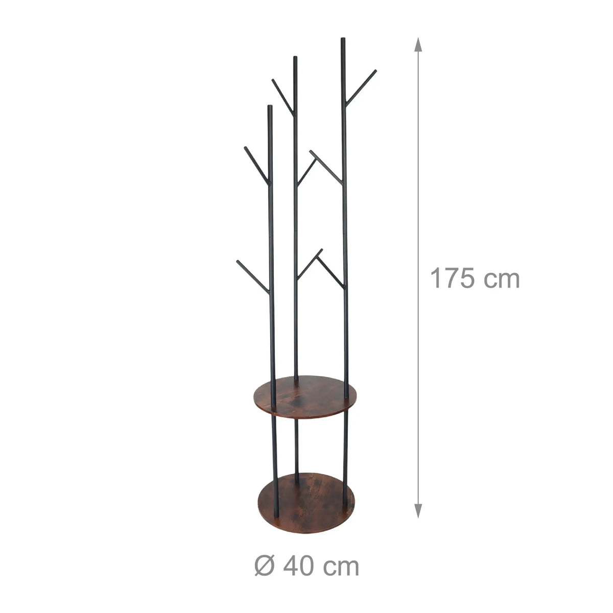 Garderobenständer 175cm Dunkelbraun-Schwarz von Relaxdays