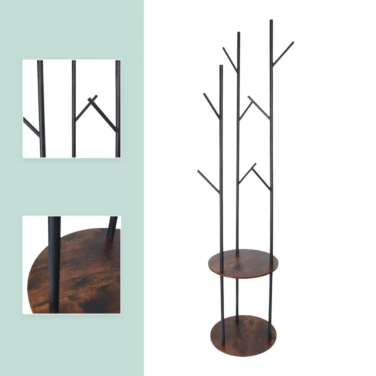 Garderobenständer 175cm Dunkelbraun-Schwarz von Relaxdays