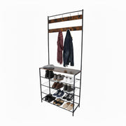 Garderobenständer mit Schuhregal Dunkelbraun-Schwarz von Relaxdays