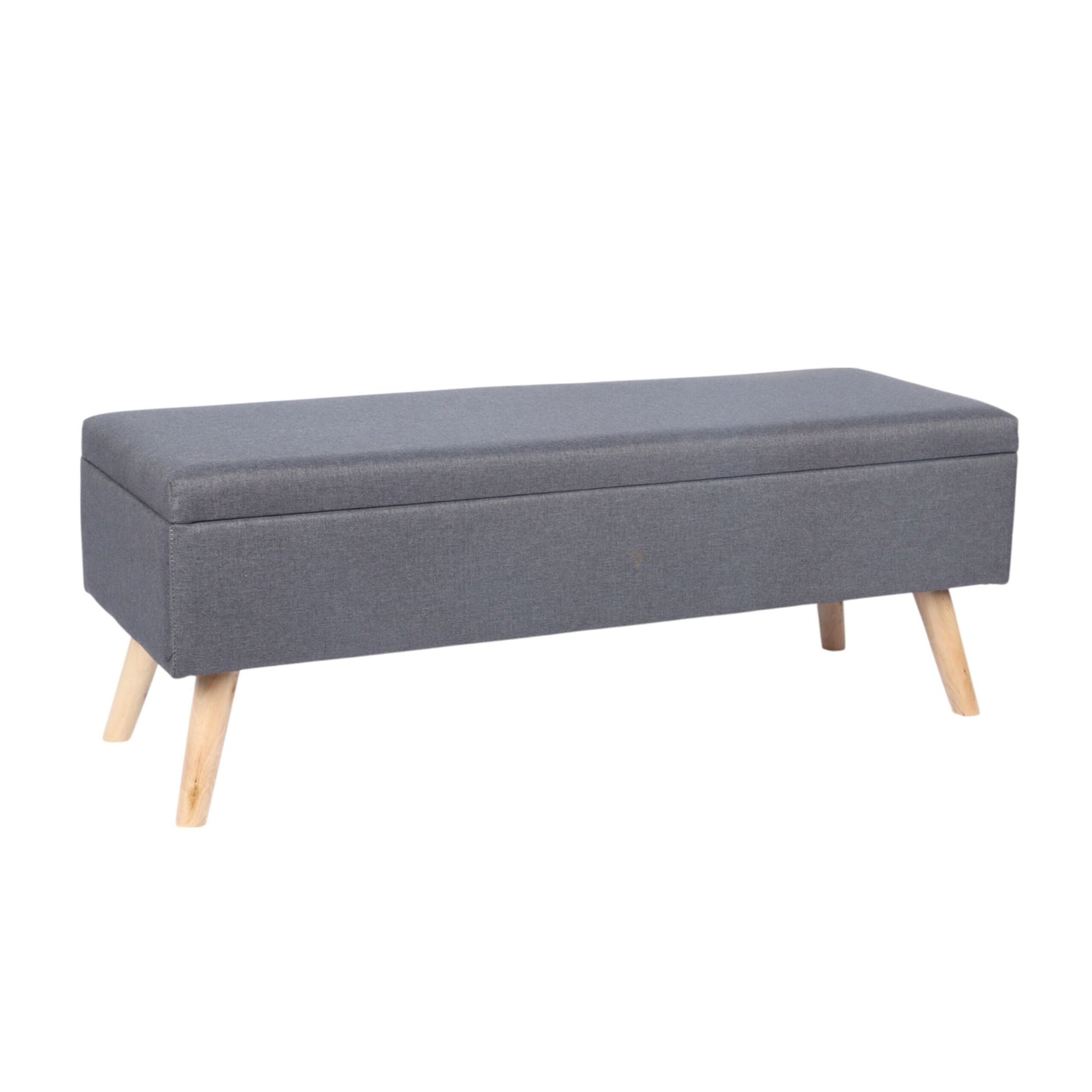 Sitzbank mit Stauraum Leinenoptik Hellbraun-Grau von Relaxdays