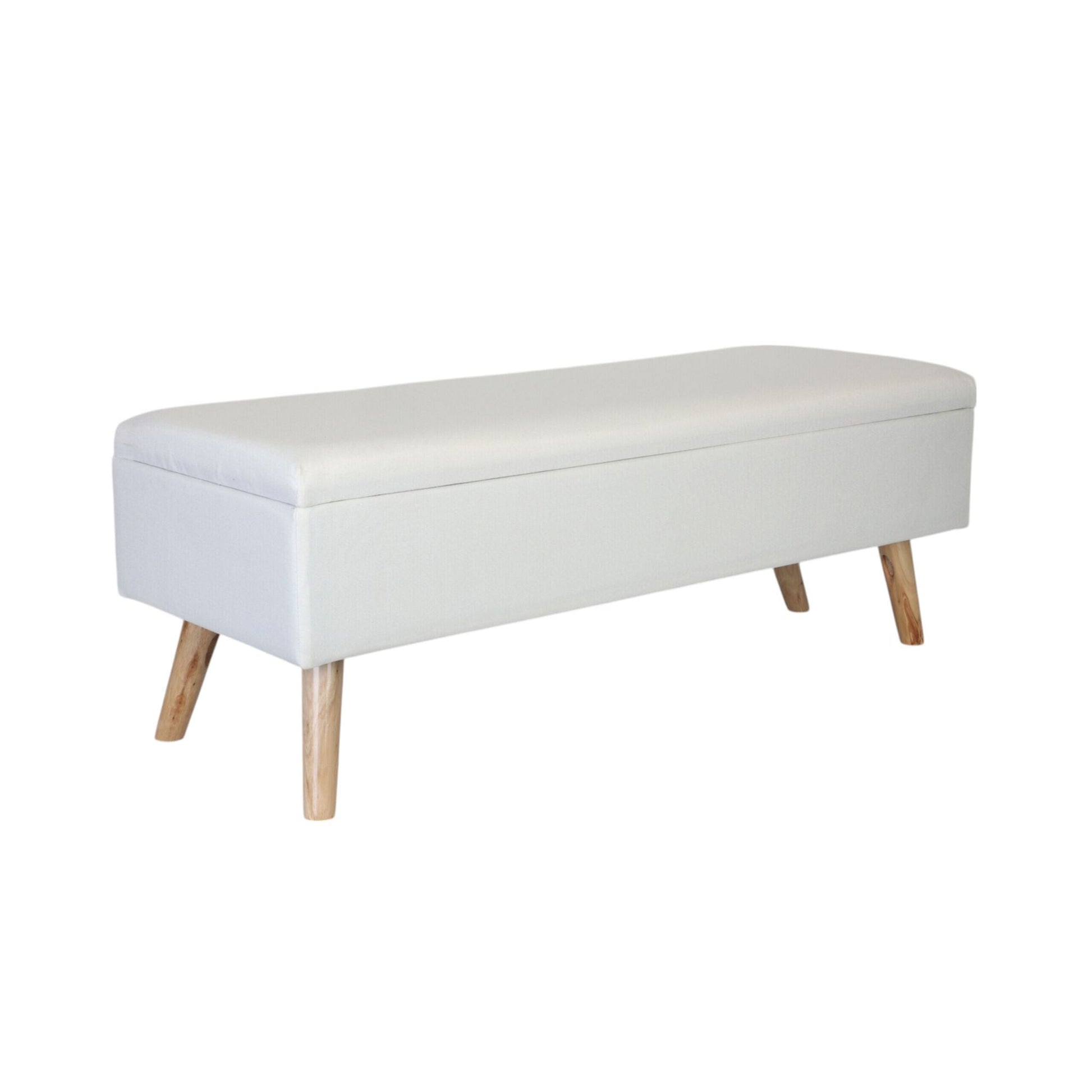 Sitzbank mit Stauraum Leinenoptik Weiss-Hellbraun von Relaxdays