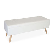 Sitzbank mit Stauraum Kunstleder Weiss-Hellbraun von Relaxdays