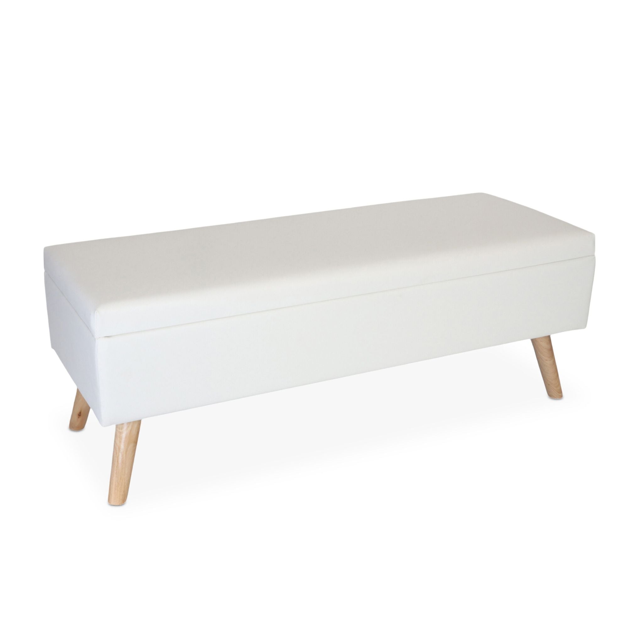 Sitzbank mit Stauraum Kunstleder Weiss-Hellbraun von Relaxdays
