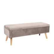 Sitzbank Samt mit Stauraum Beige-Hellbraun von Relaxdays