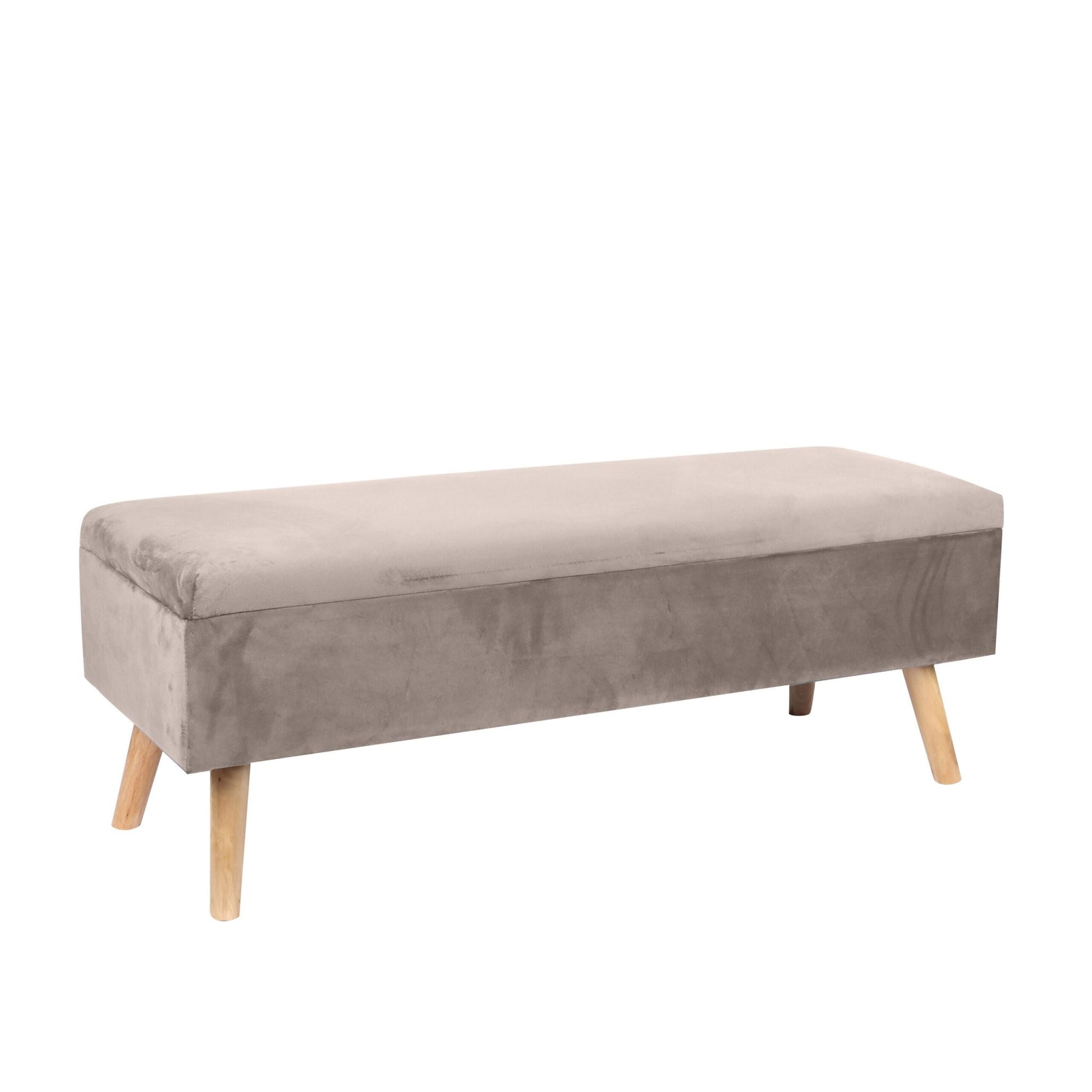 Sitzbank Samt mit Stauraum Beige-Hellbraun von Relaxdays