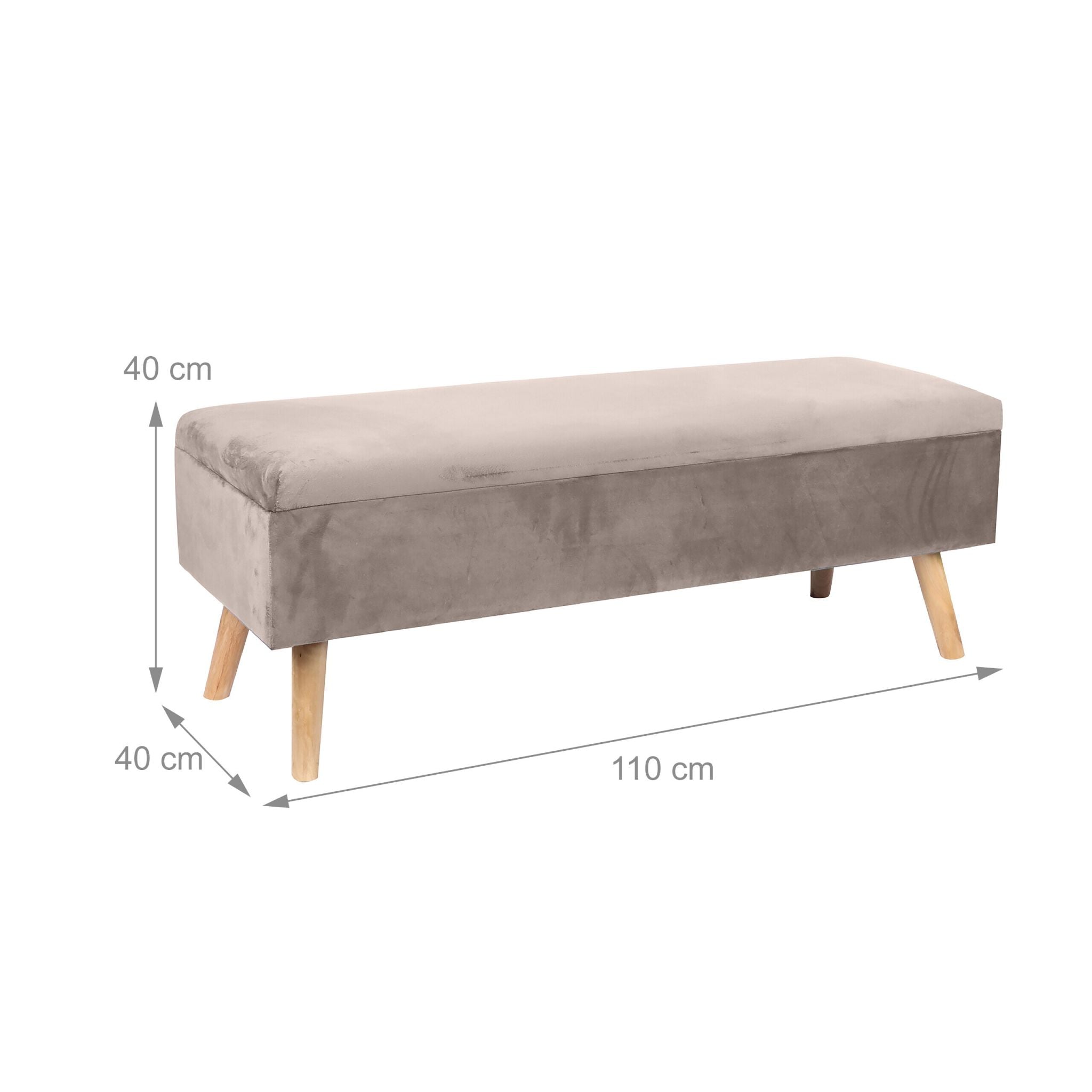 Sitzbank Samt mit Stauraum Beige-Hellbraun von Relaxdays