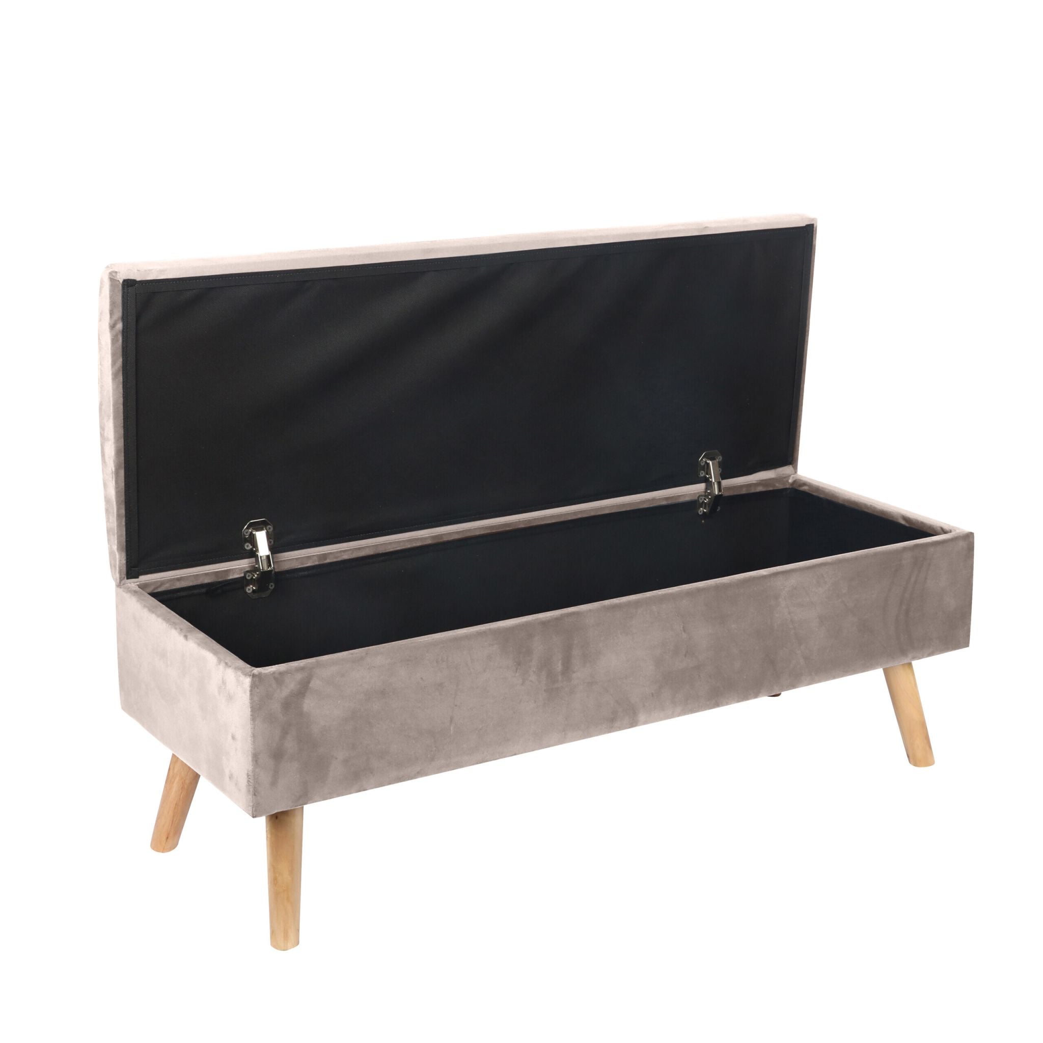 Sitzbank Samt mit Stauraum Beige-Hellbraun von Relaxdays