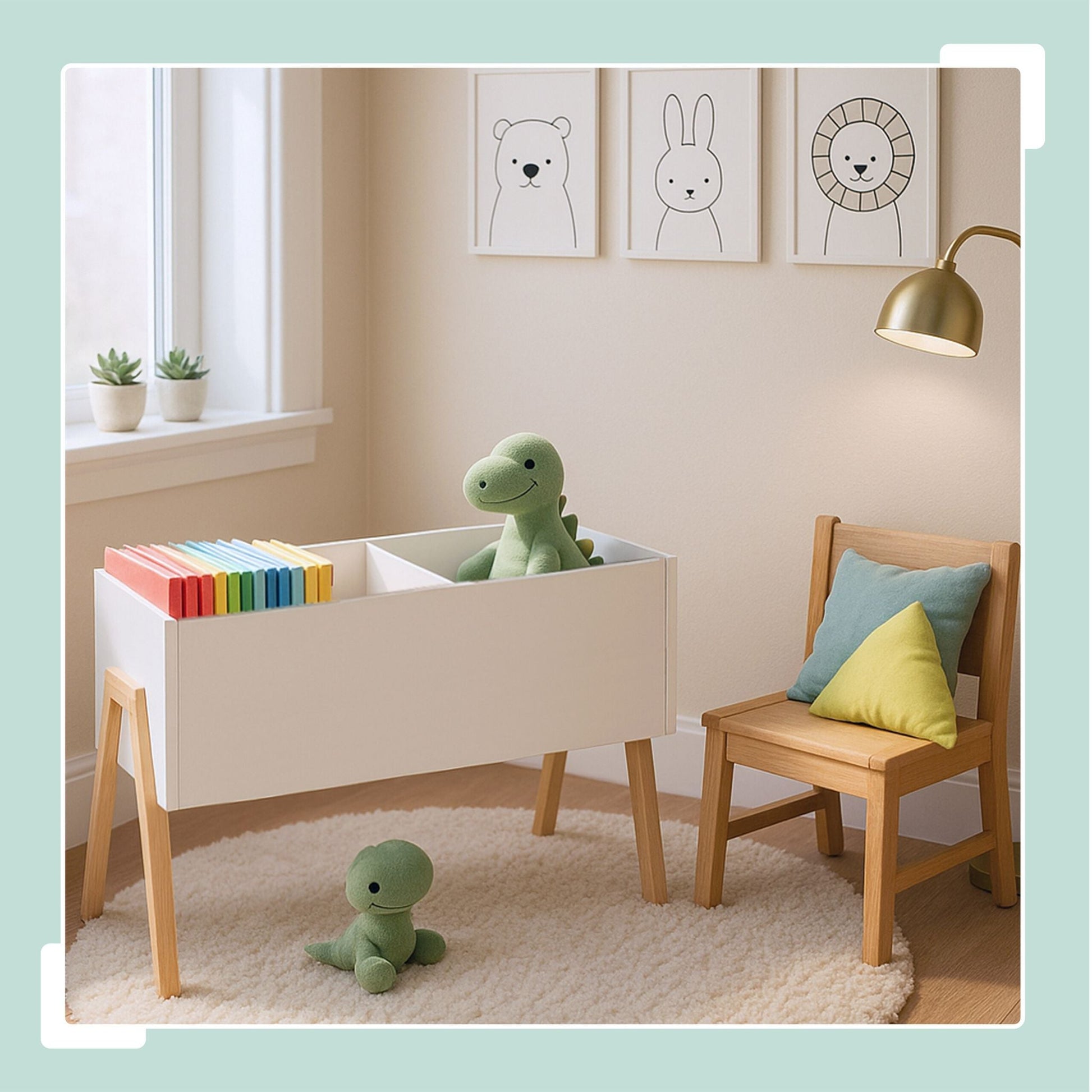 Kindertruhe mit Holzbeinen Weiss von Relaxdays