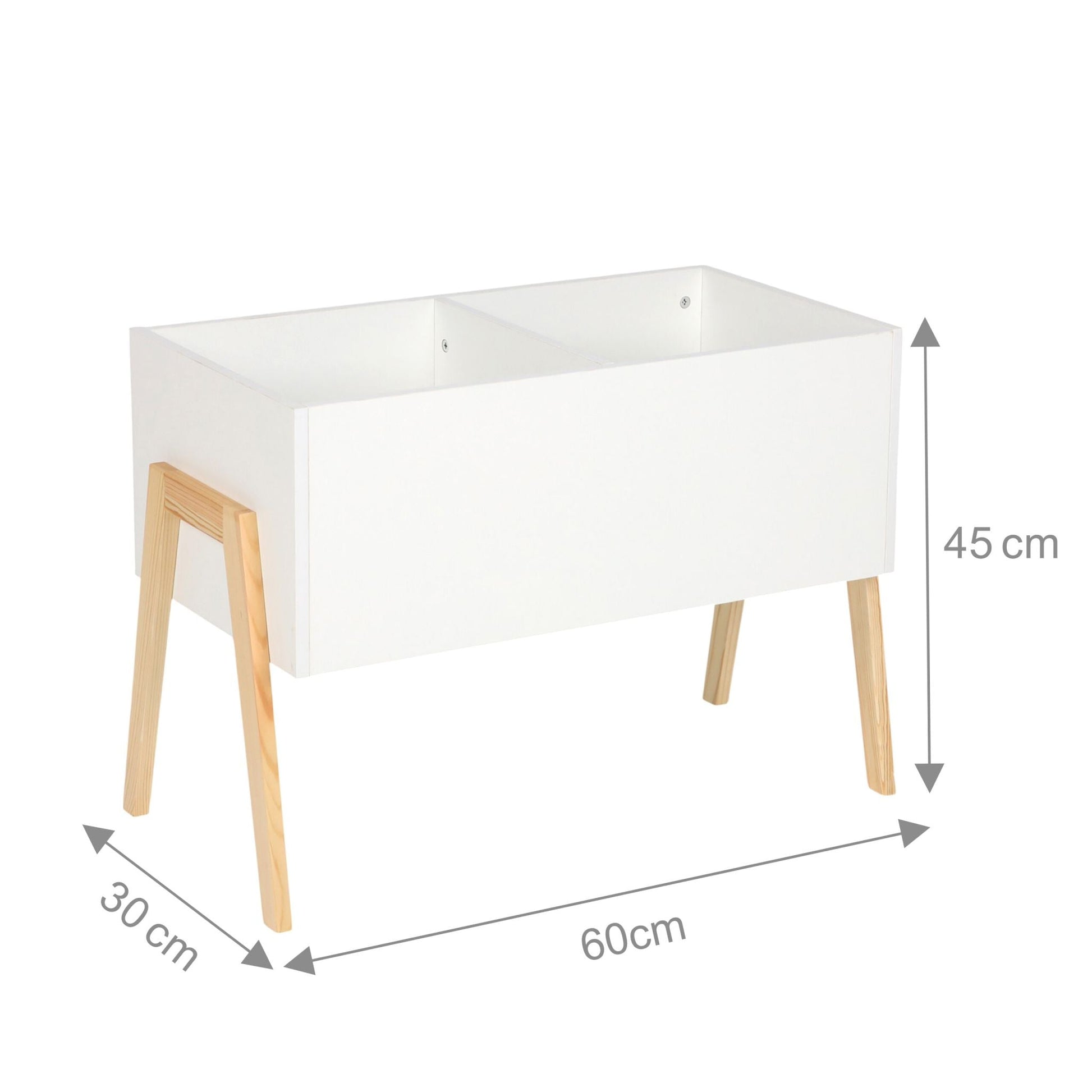 Kindertruhe mit Holzbeinen Weiss von Relaxdays