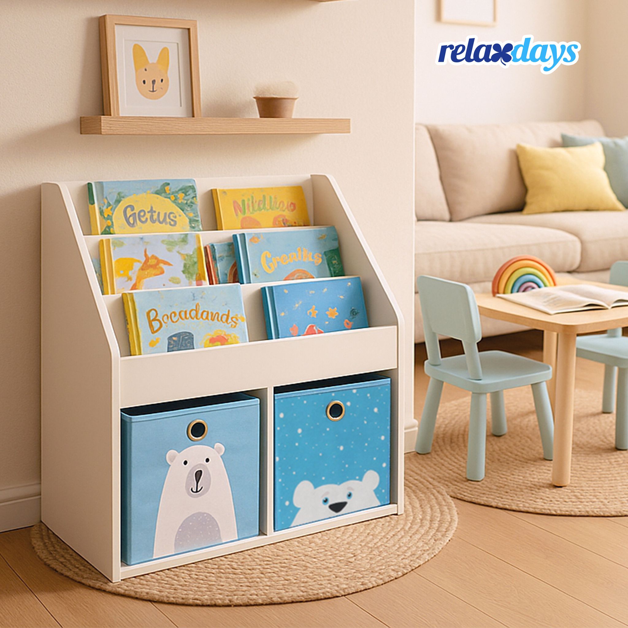 Bücherregal für Kinder Weiss-Hellblau