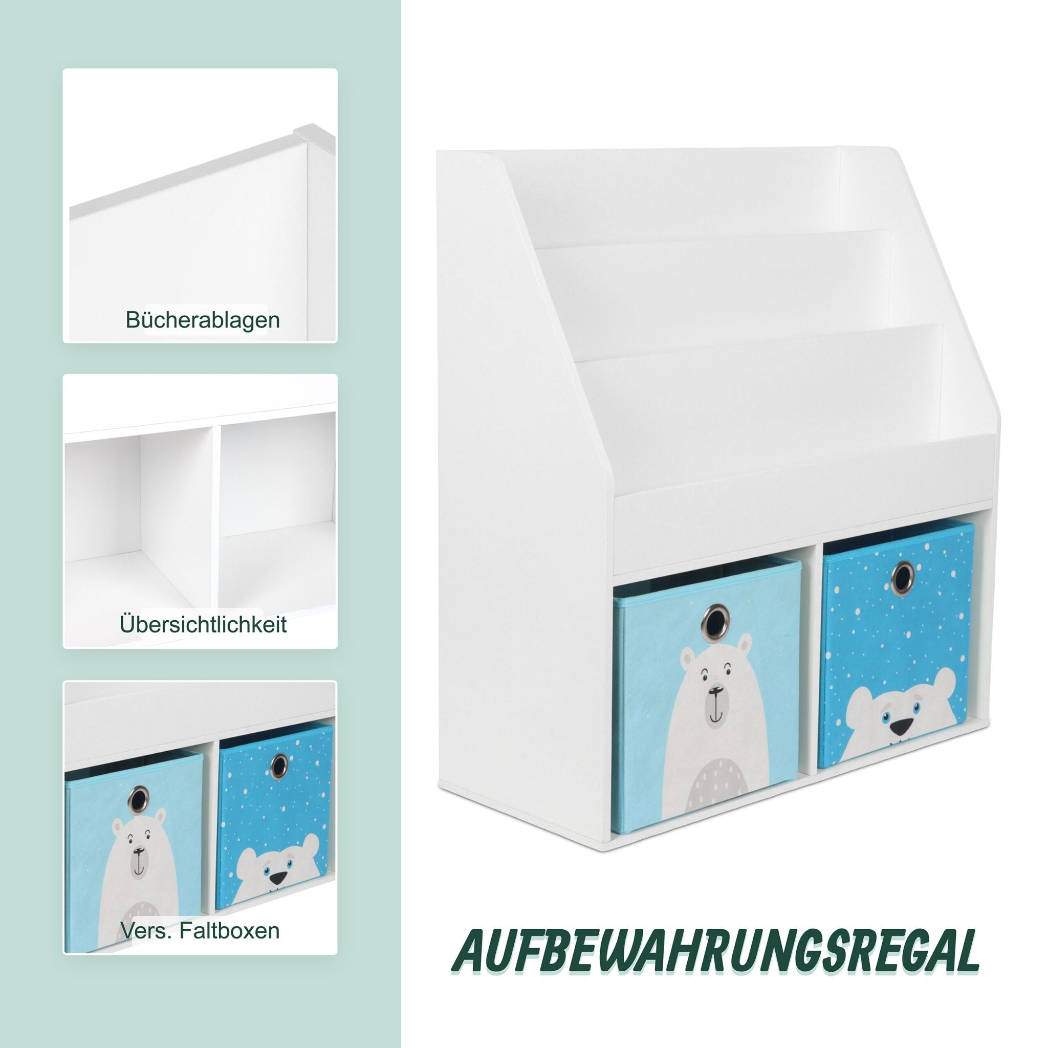 Bücherregal für Kinder Weiss-Hellblau