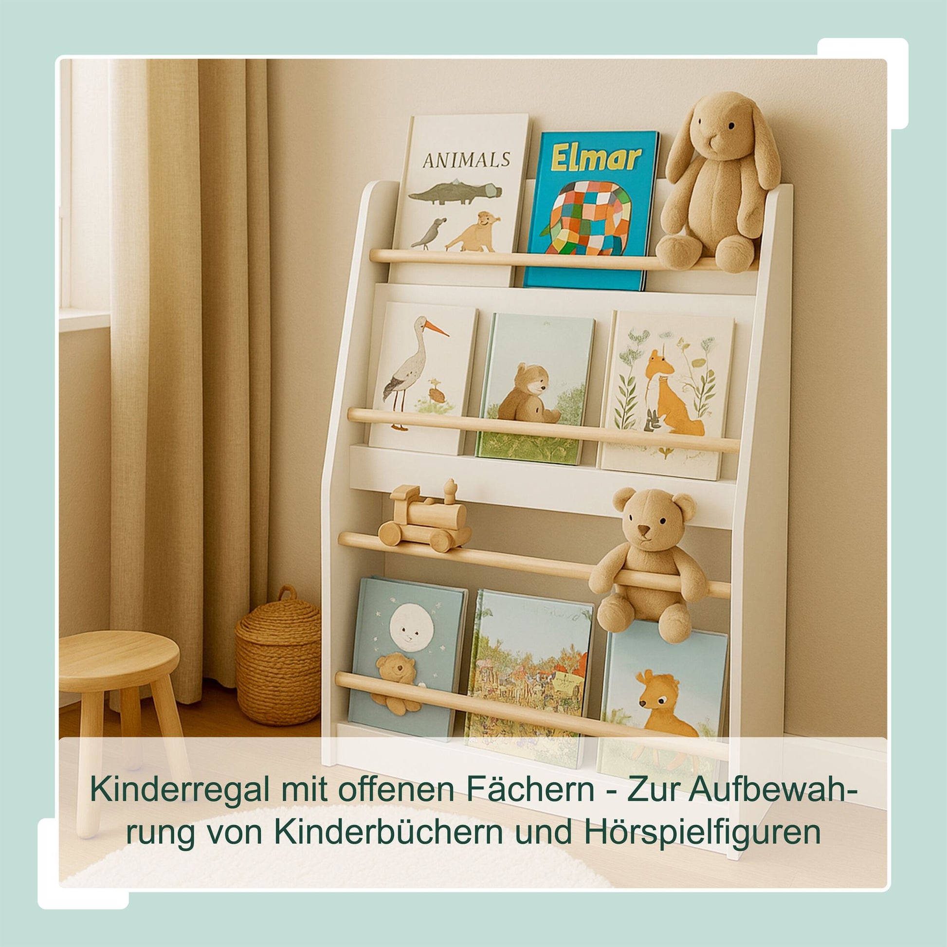 Bücherregal Kinder 3 Fächer Weiss-Hellbraun von guteszeug.ch