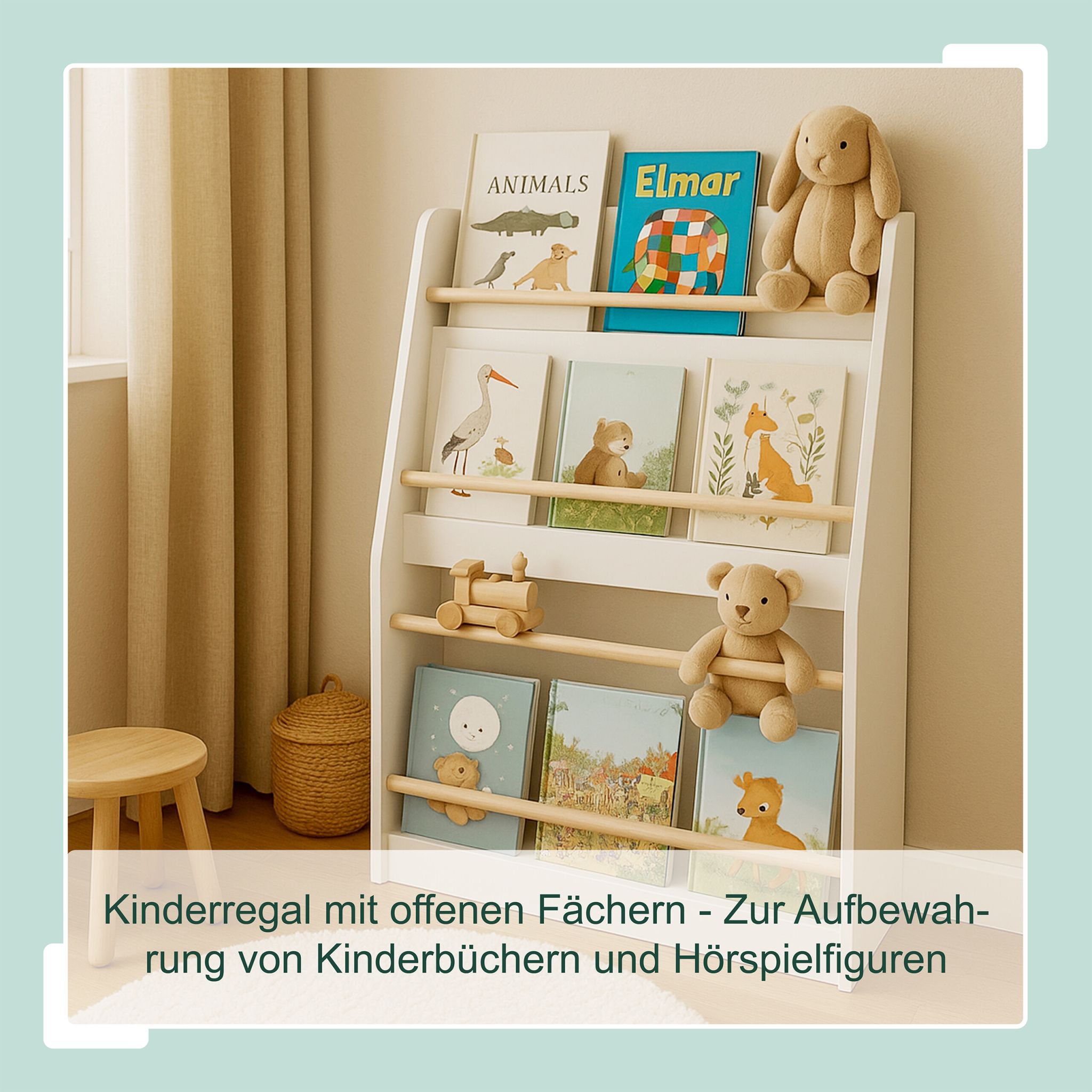 Bücherregal Kinder 3 Fächer Weiss-Hellbraun von guteszeug.ch