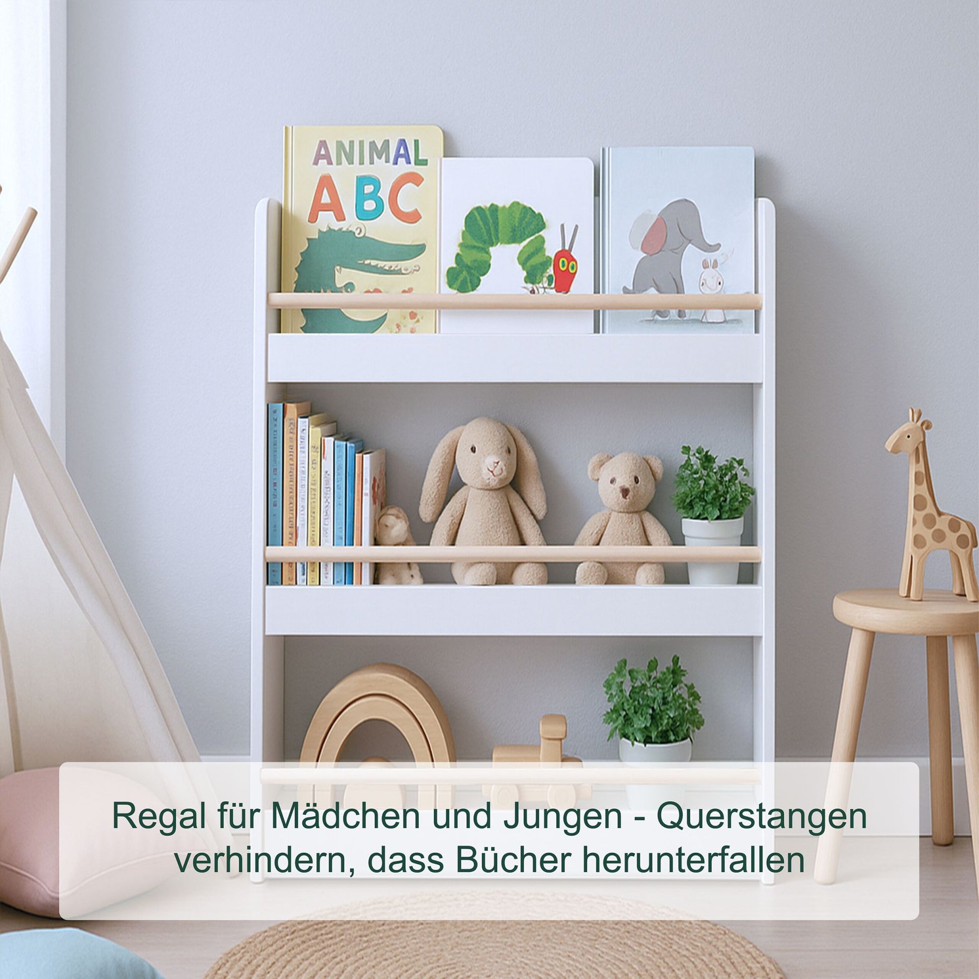 Bücherregal Kinder 3 Fächer Weiss-Hellbraun von guteszeug.ch