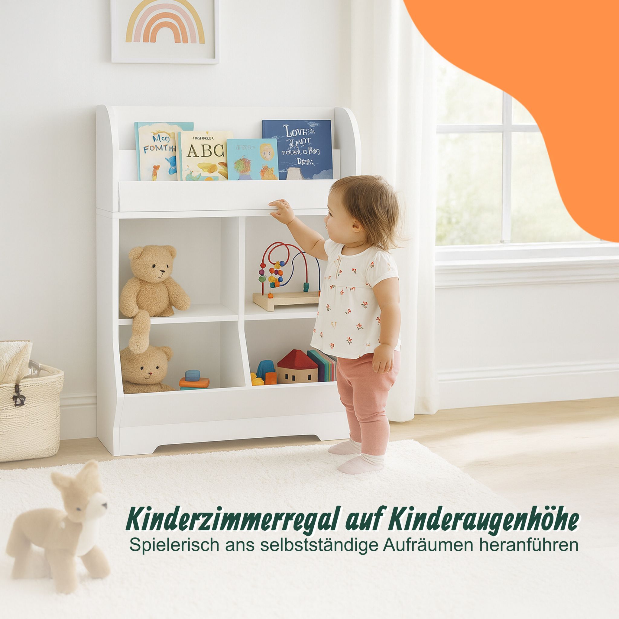 Kinderregal mit Buchablagen Weiss von Relaxdays