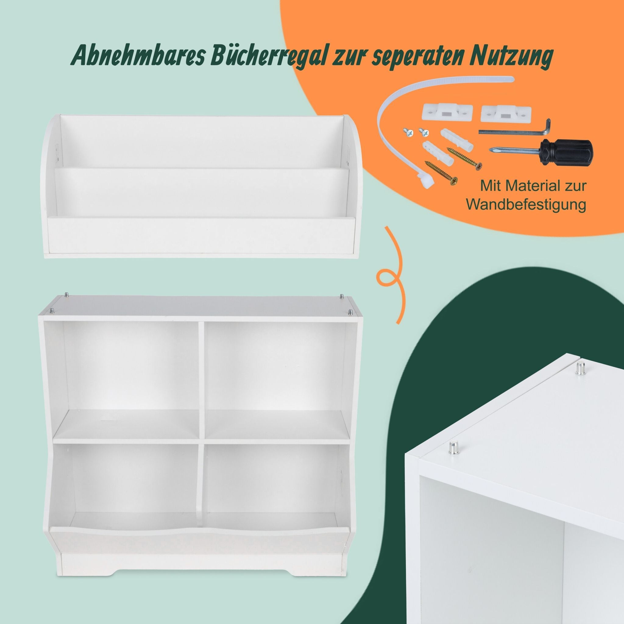 Kinderregal mit Buchablagen Weiss von Relaxdays
