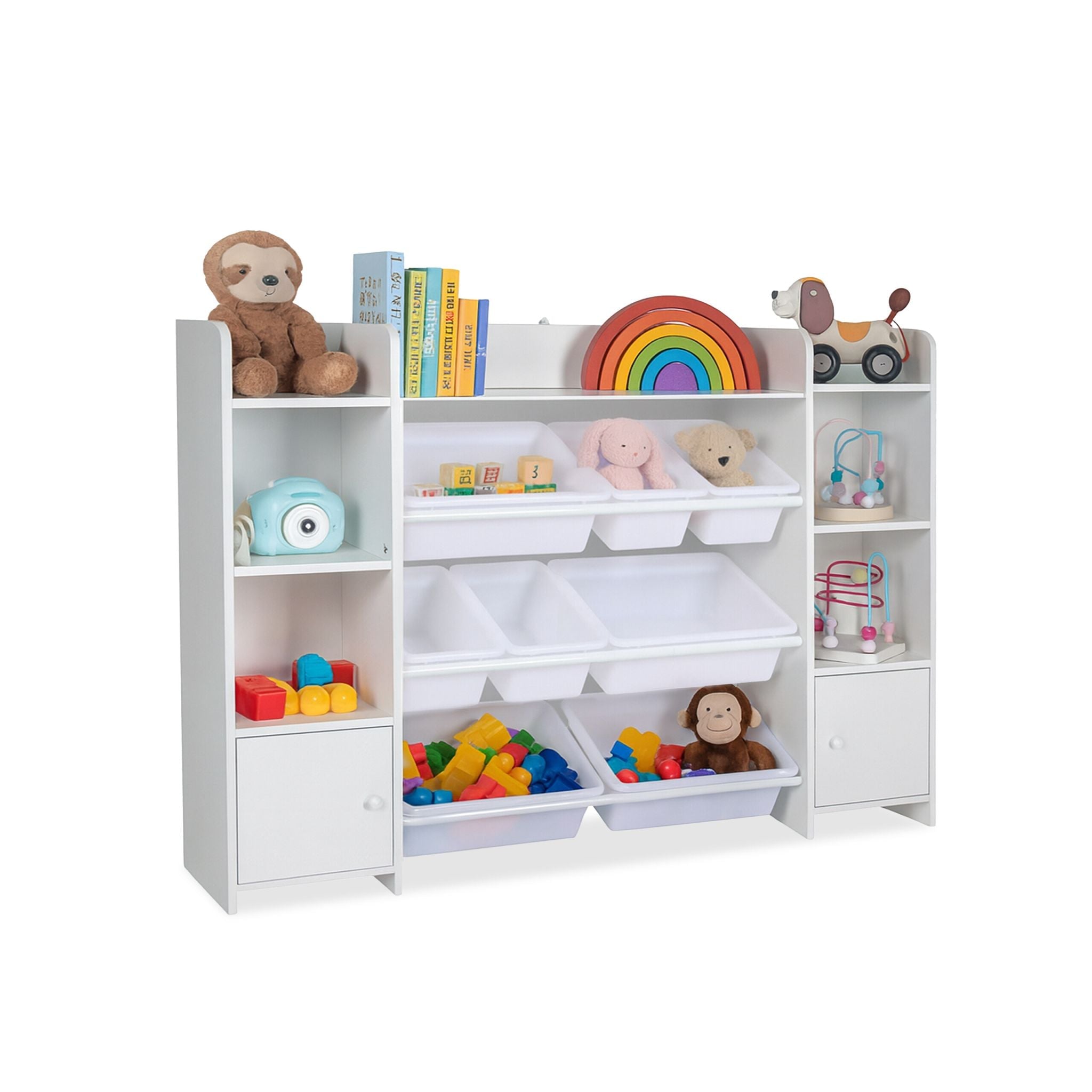 Kinderregal gross mit Boxen Weiss von Relaxdays