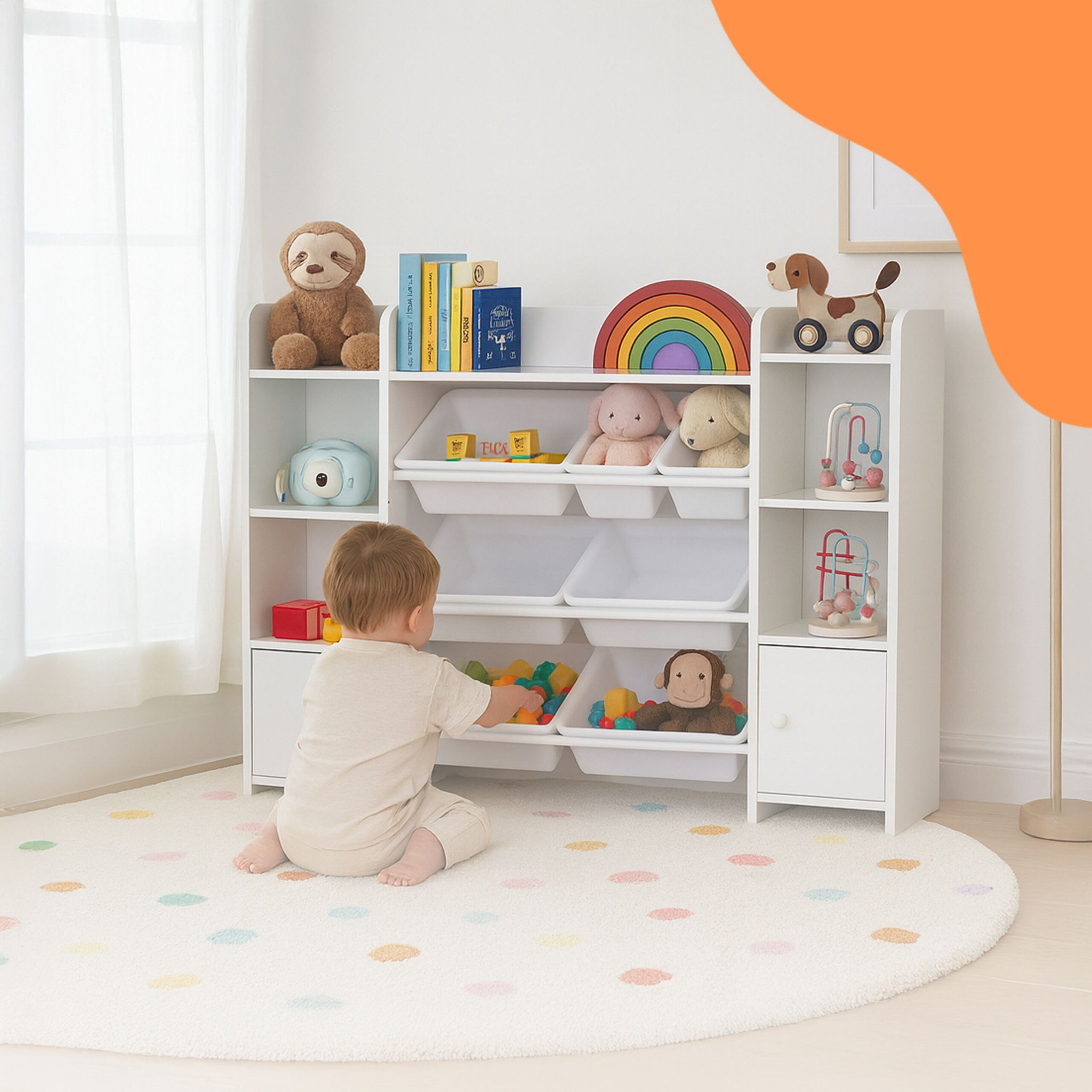 Kinderregal gross mit Boxen Weiss von Relaxdays