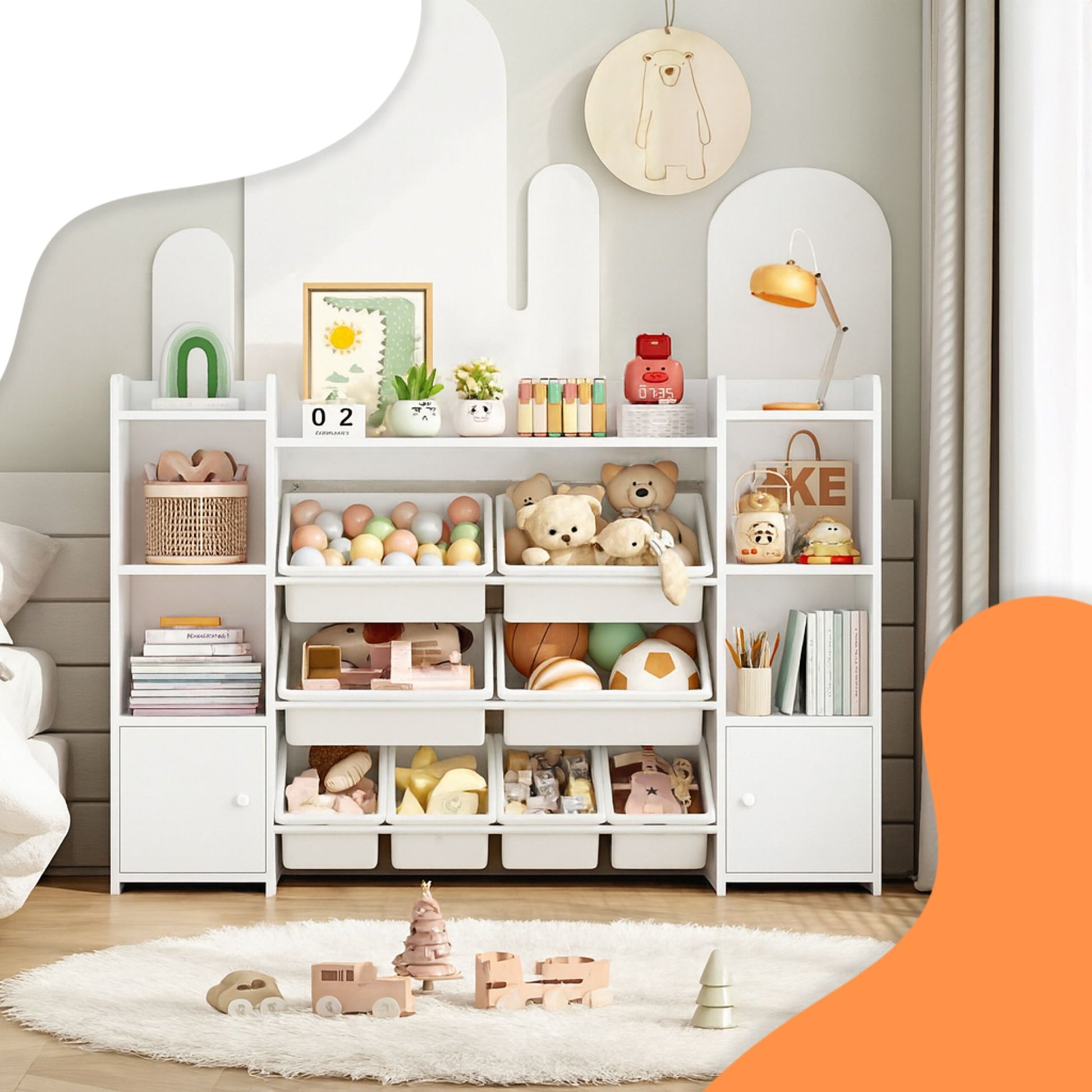 Kinderregal gross mit Boxen Weiss von Relaxdays