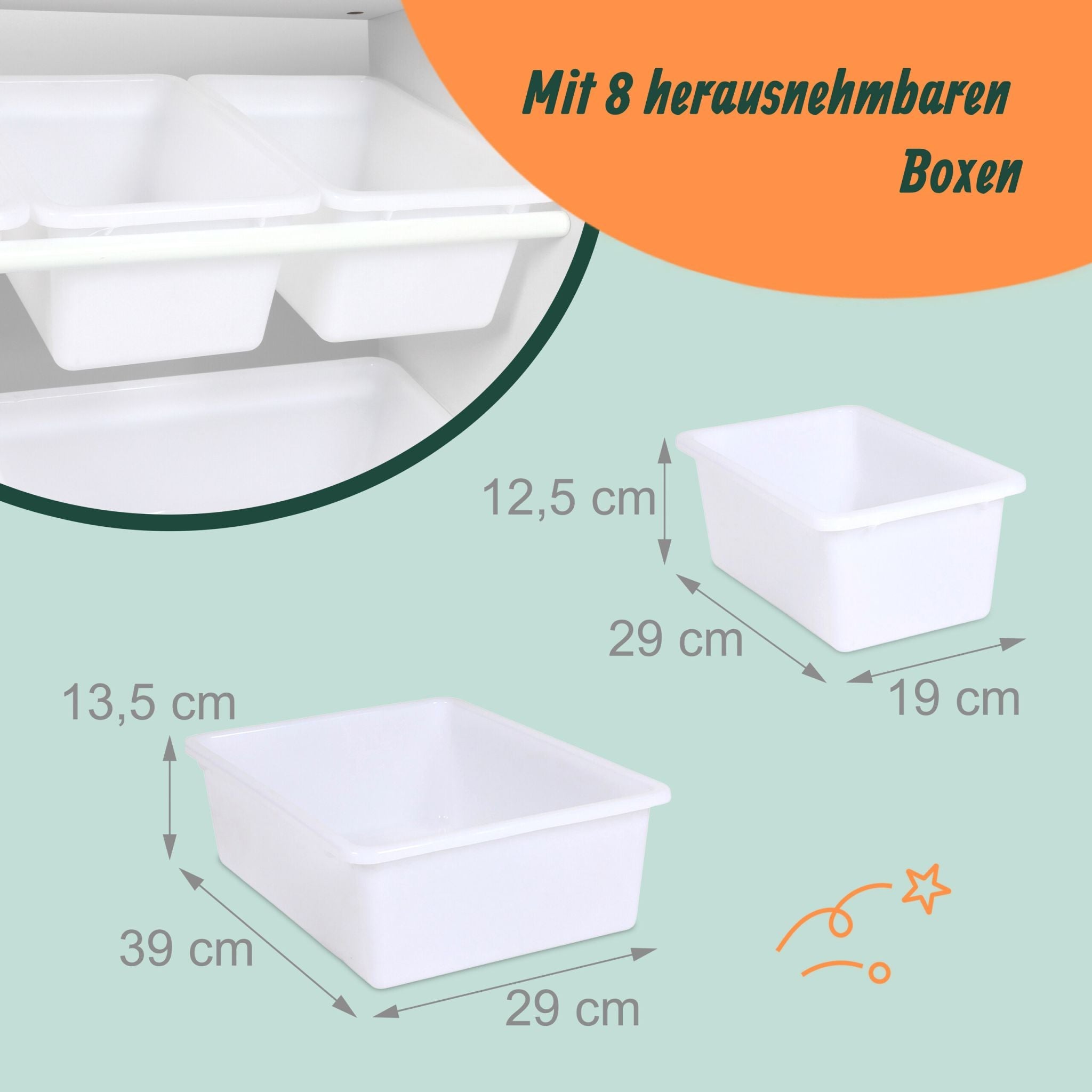 Kinderregal gross mit Boxen Weiss von Relaxdays