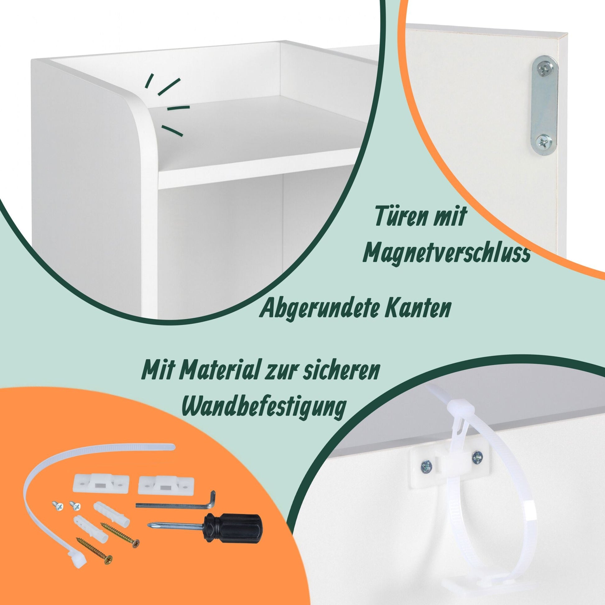 Kinderregal gross mit Boxen Weiss von Relaxdays