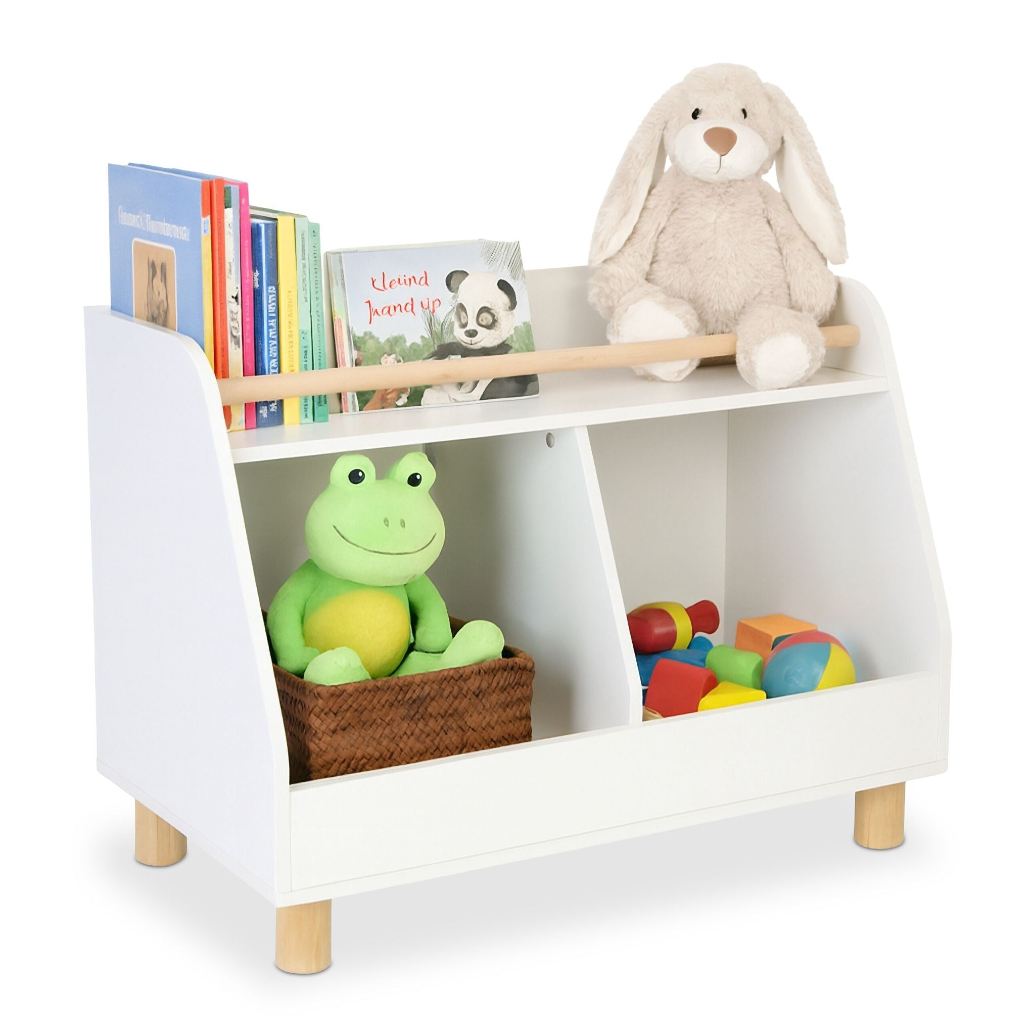 Kinderregal klein für Spielzeug Weiss-Hellbraun von Relaxdays