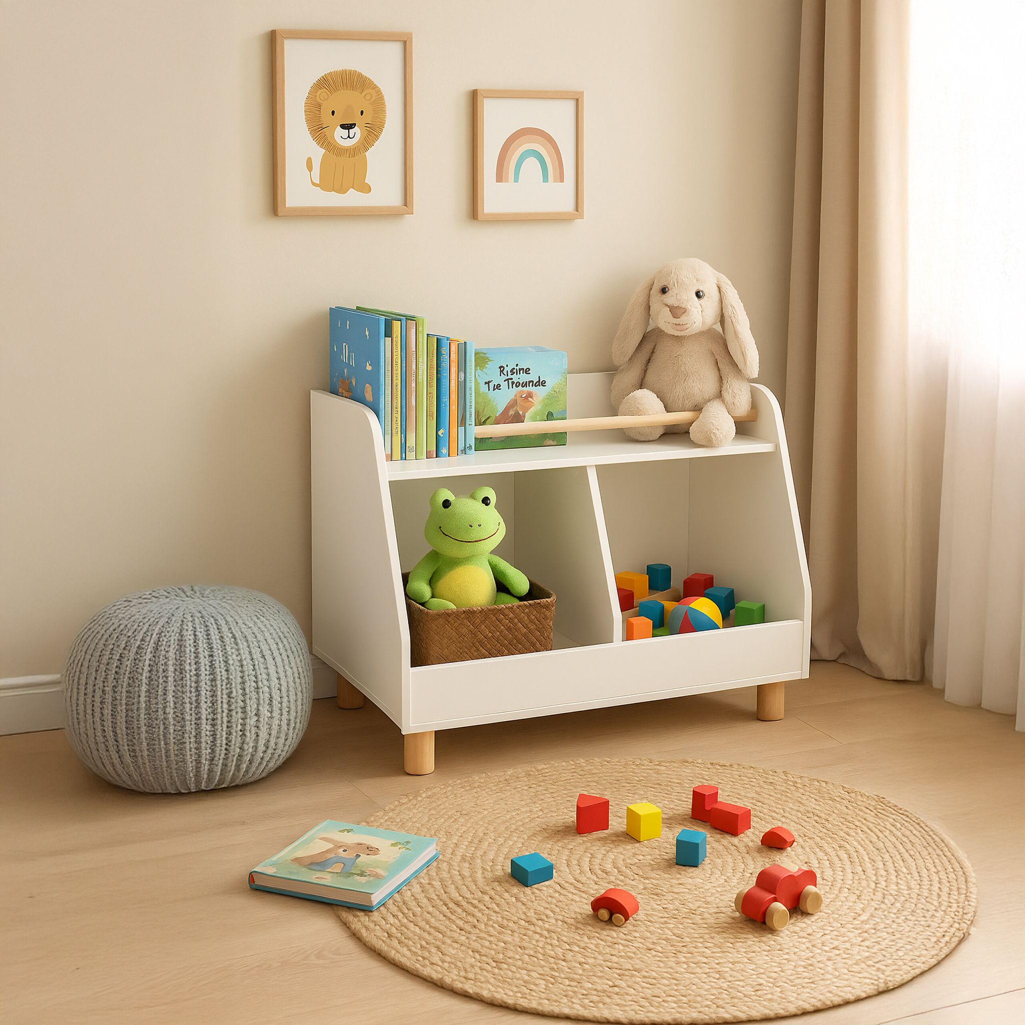 Kinderregal klein für Spielzeug Weiss-Hellbraun von Relaxdays