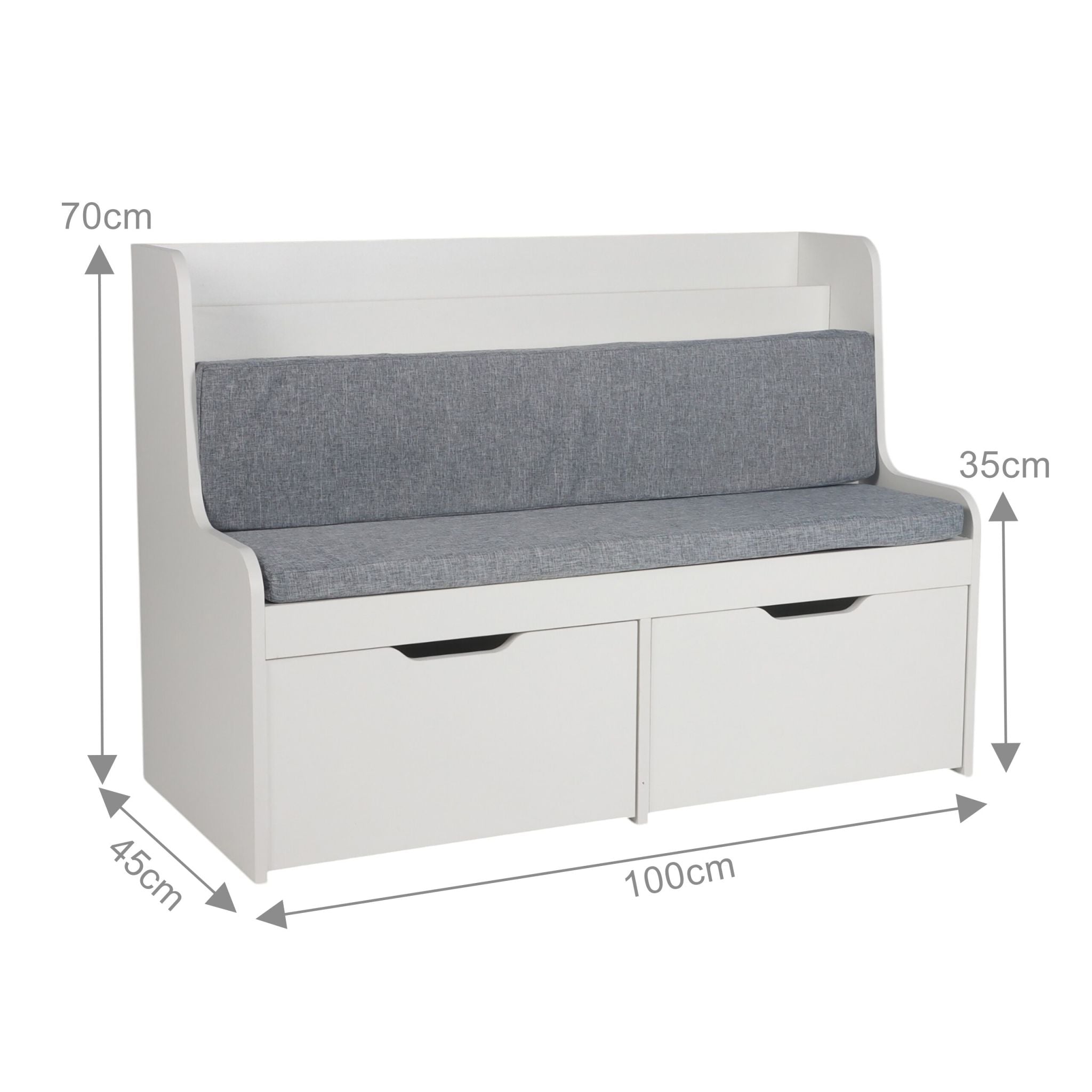 Kinderbank mit 2 Schubladen Weiss-Grau von Relaxdays