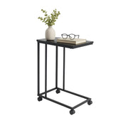 Beistelltisch mit Rollen C-Form Schwarz von Relaxdays
