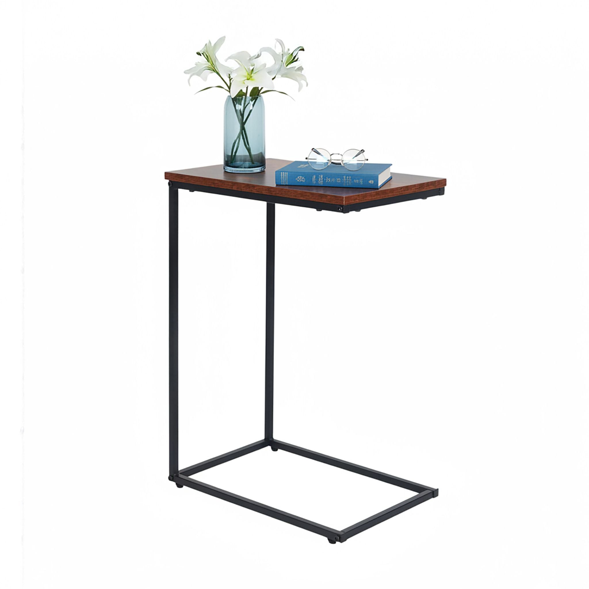 Beistelltisch in C-Form Braun-Schwarz von Relaxdays