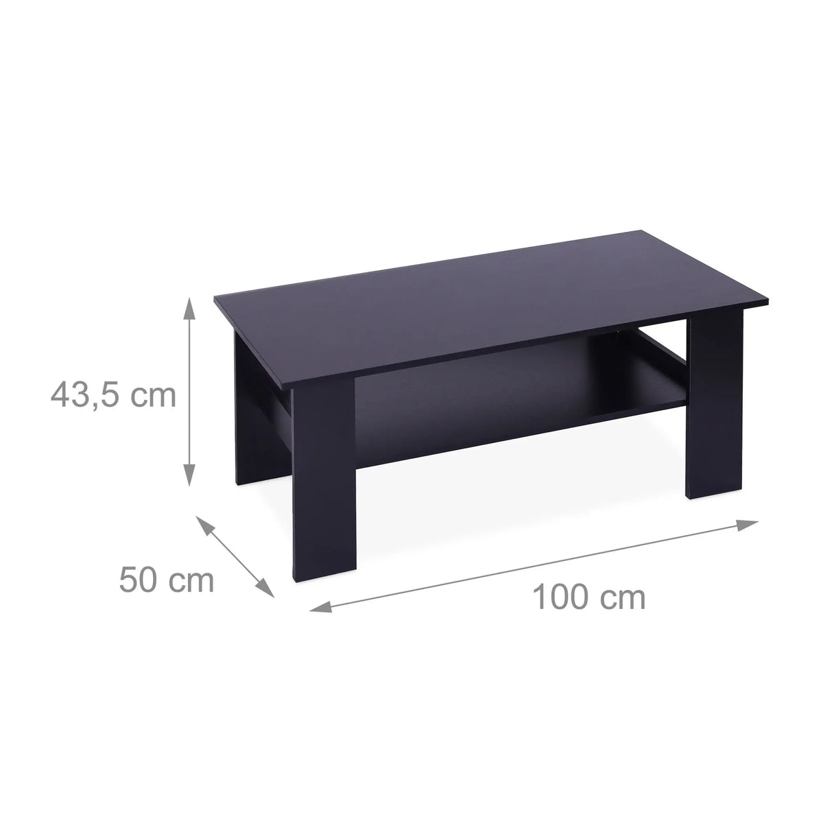Couchtisch mit unterer Ablage Schwarz von Relaxdays