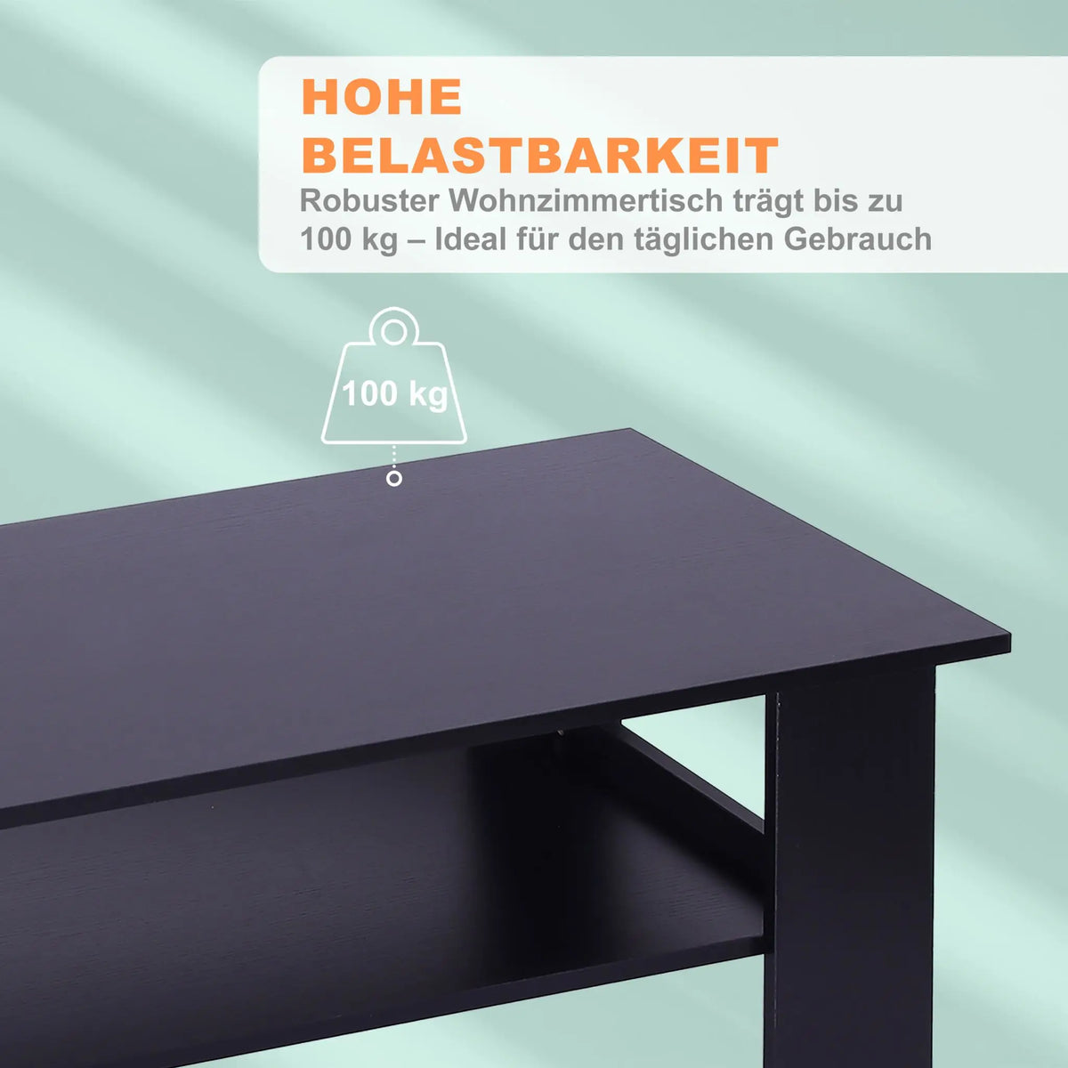 Couchtisch mit unterer Ablage Schwarz von Relaxdays