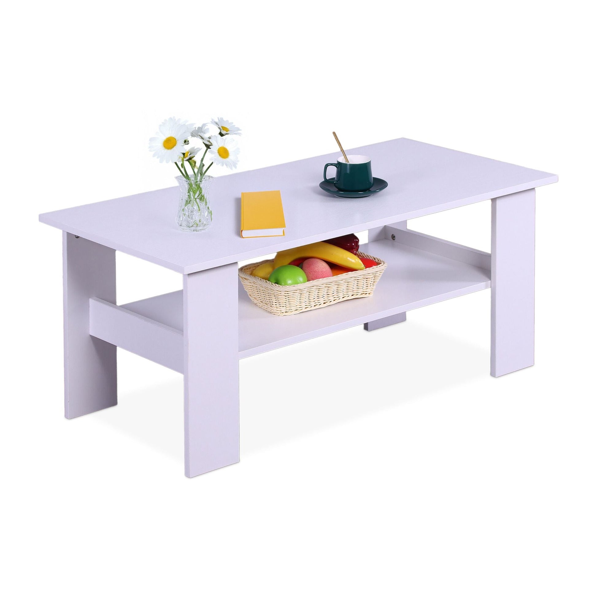 Couchtisch mit unterer Ablage Weiss von Relaxdays