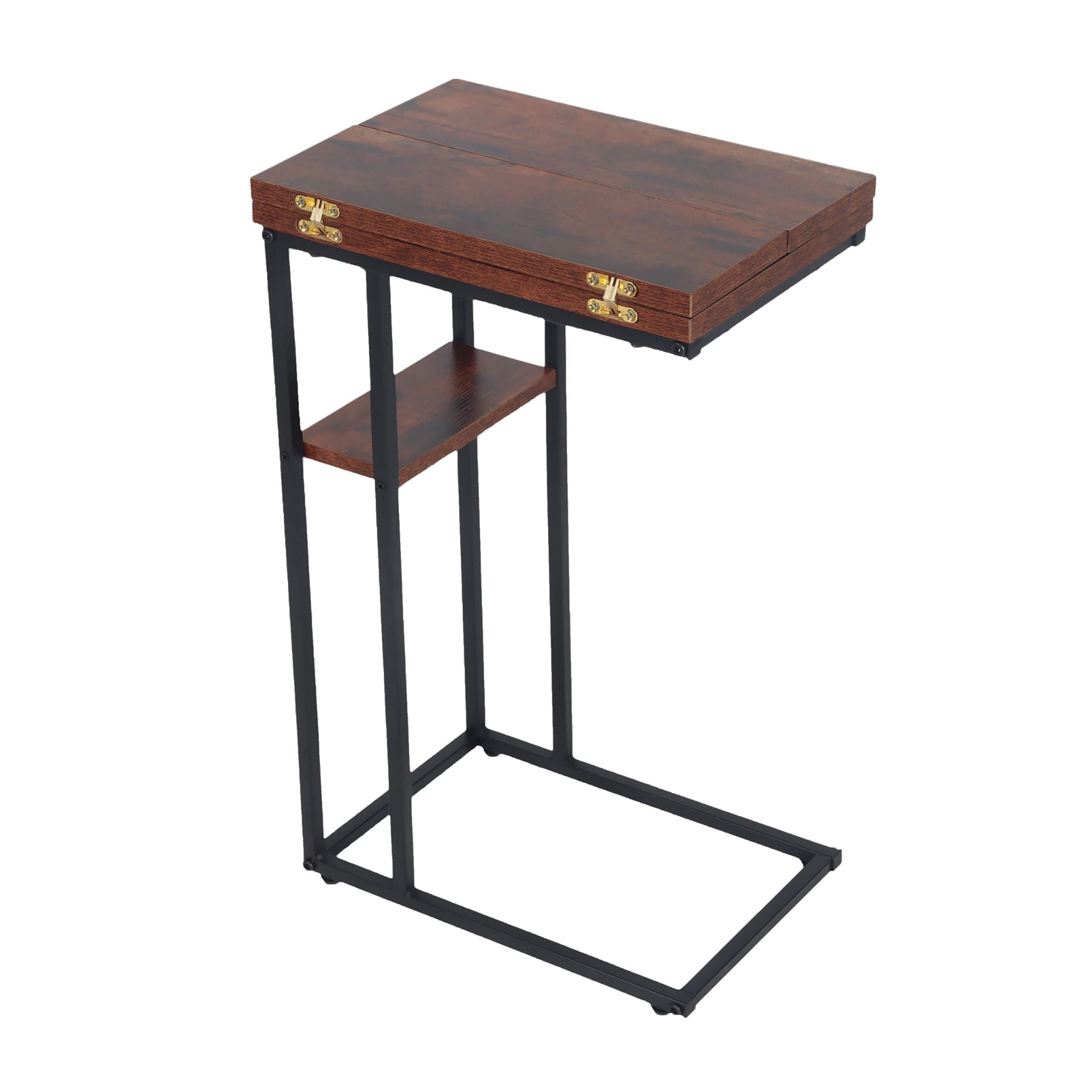 Ausklappbarer Beistelltisch C-Form Braun-Schwarz von Relaxdays