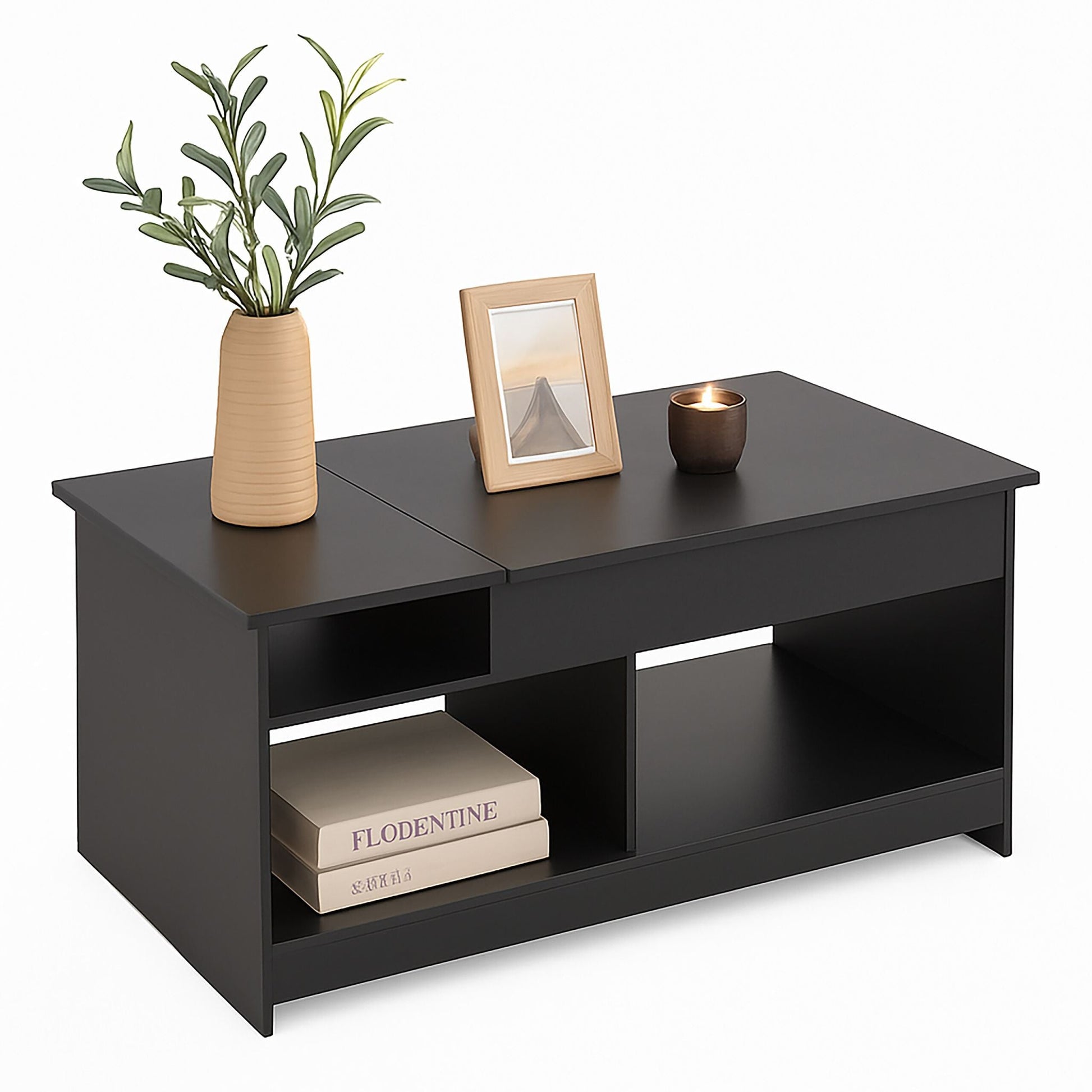 Aufklappbarer Couchtisch Schwarz von Relaxdays
