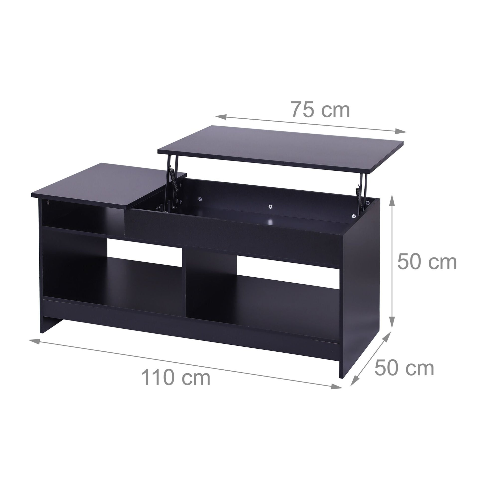 Aufklappbarer Couchtisch Schwarz von Relaxdays