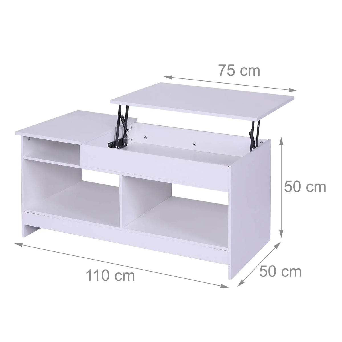 Aufklappbarer Couchtisch Weiss von Relaxdays