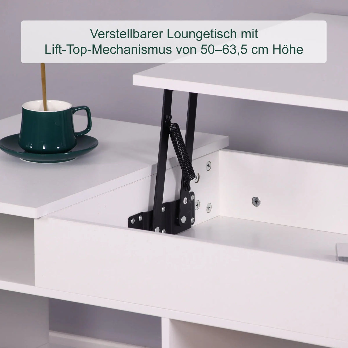 Aufklappbarer Couchtisch Weiss von Relaxdays