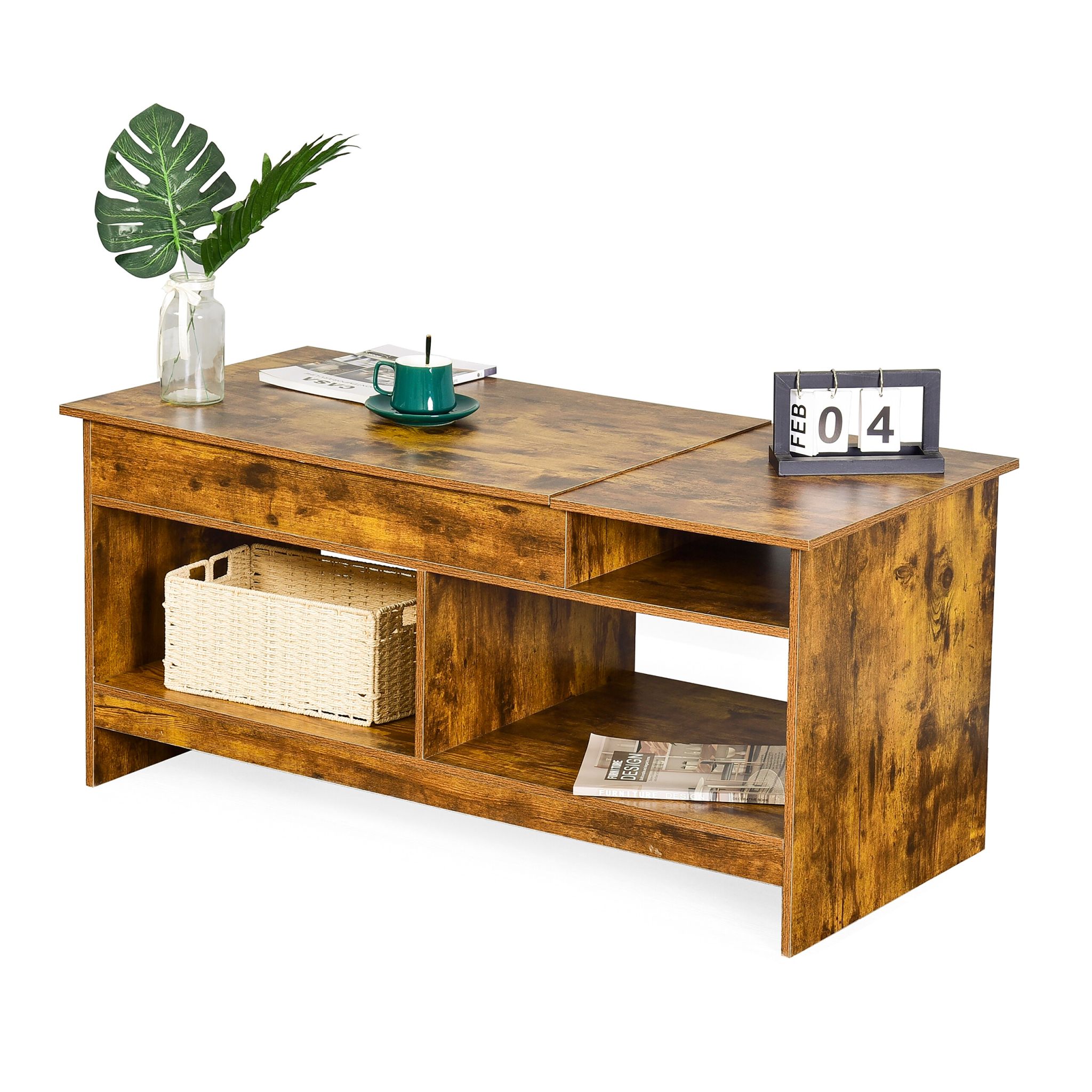 Aufklappbarer Couchtisch Braun von Relaxdays
