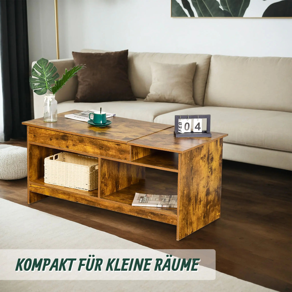 Aufklappbarer Couchtisch Braun von Relaxdays