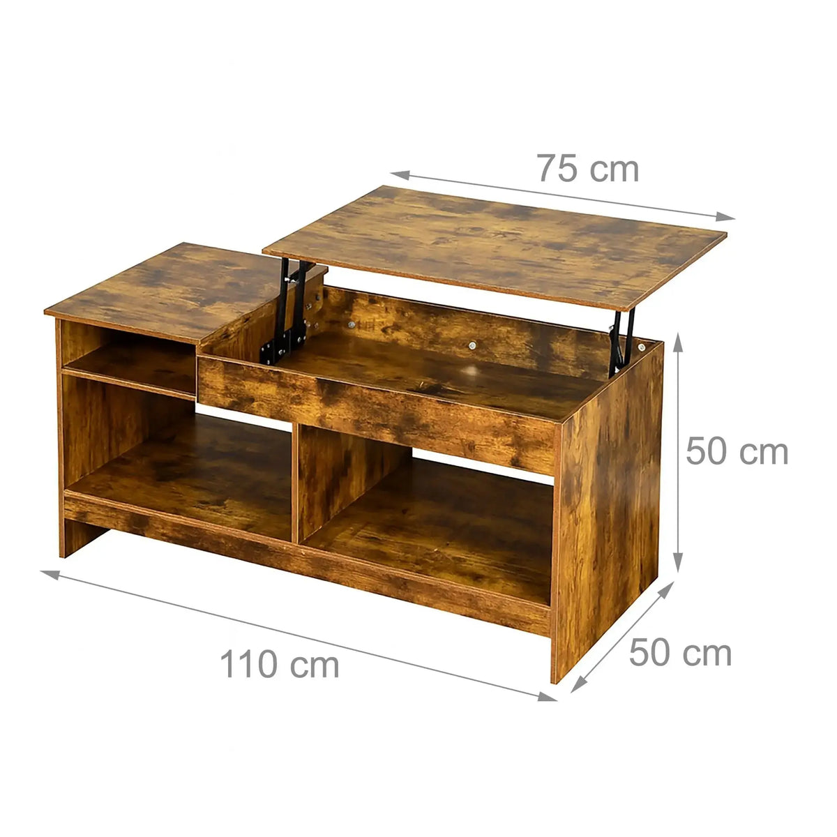 Aufklappbarer Couchtisch Braun von Relaxdays