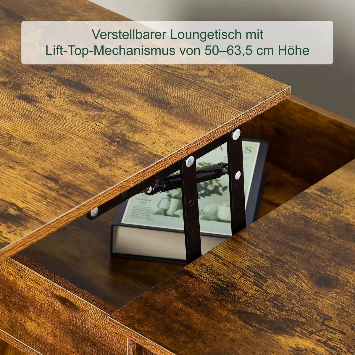 Aufklappbarer Couchtisch Braun von Relaxdays