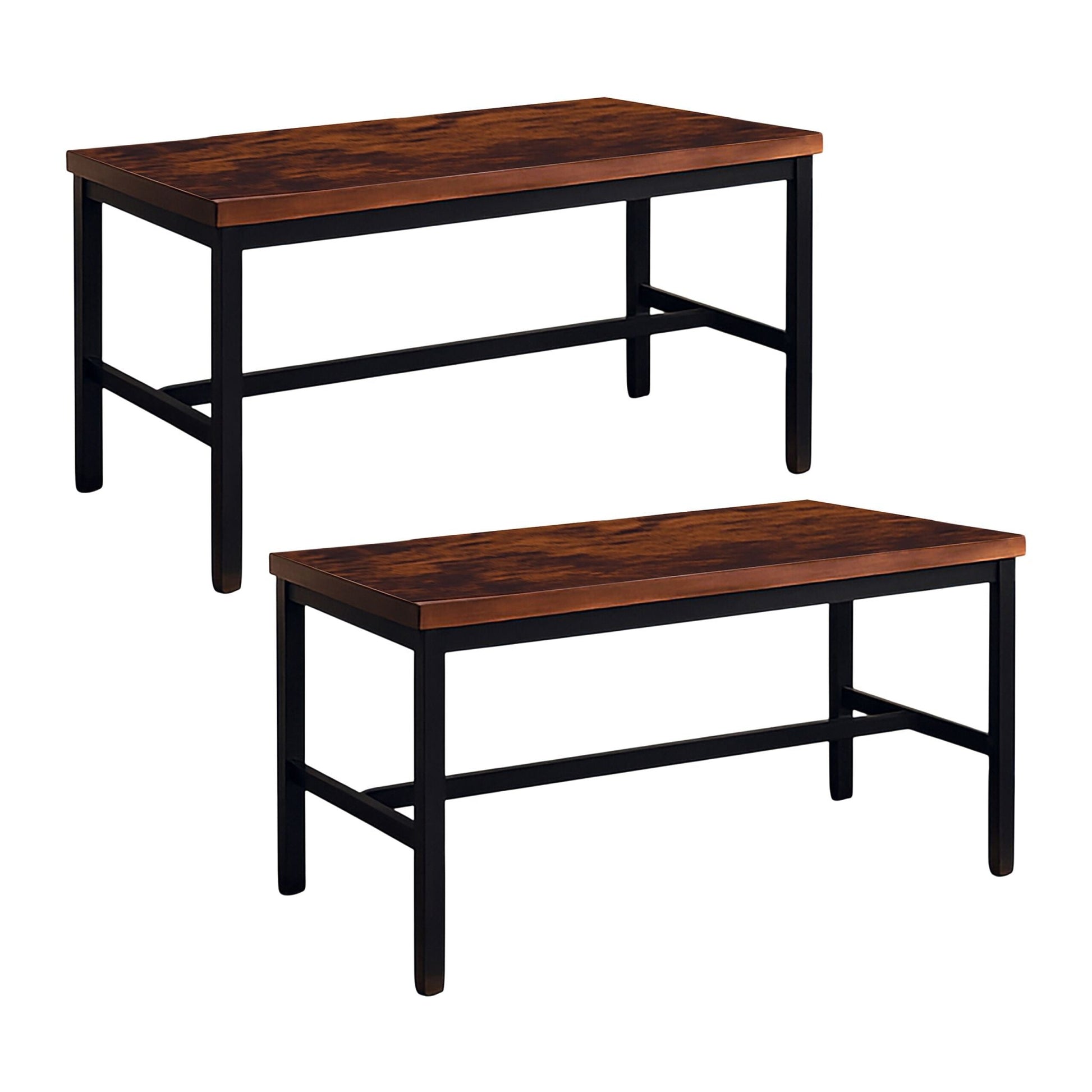 Sitzbank Esszimmer 2er-Set Industrial Dunkelbraun-Schwarz von Relaxdays