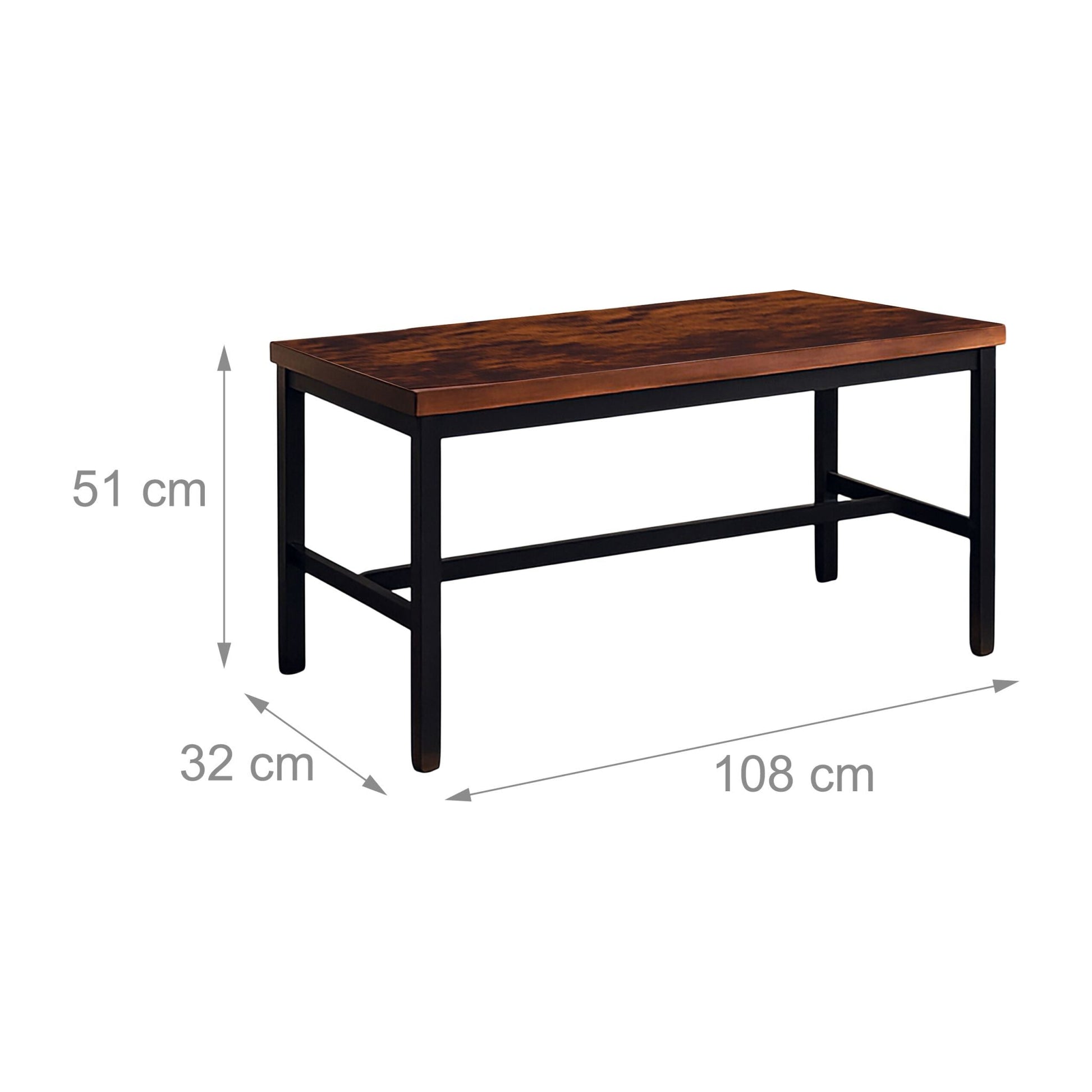 Sitzbank Esszimmer 2er-Set Industrial Dunkelbraun-Schwarz von Relaxdays