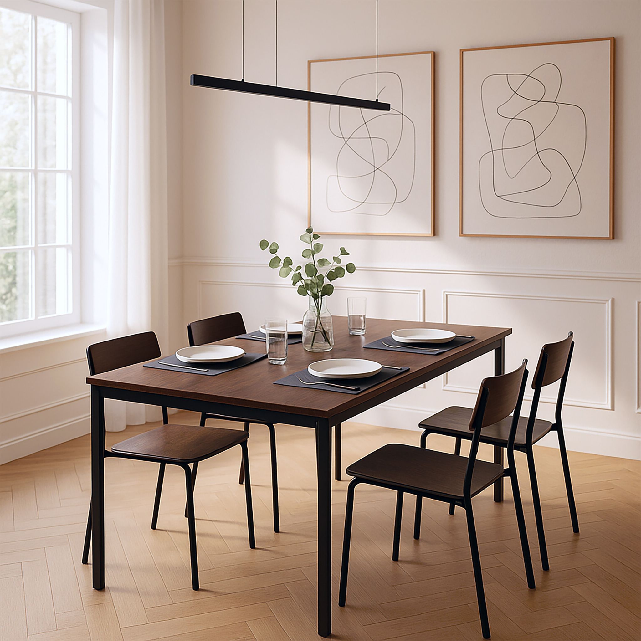 Esstisch für 4 Personen 110 x 60cm Dunkelbraun-Schwarz von Relaxdays