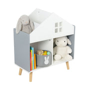 Kinderregal in Hausform Weiss-Hellbraun-Grau von Relaxdays